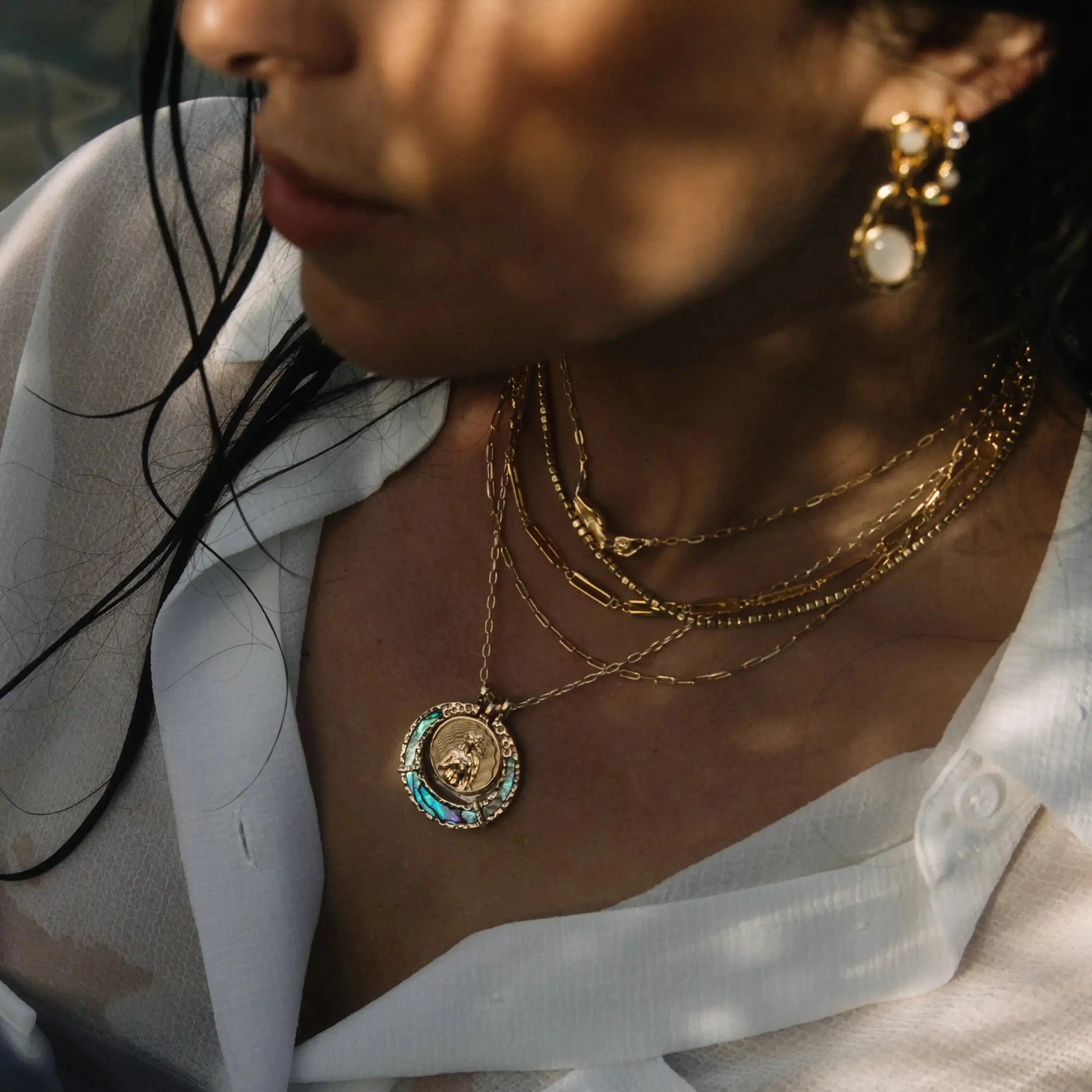 Gemstone Halo Necklace - Image 3