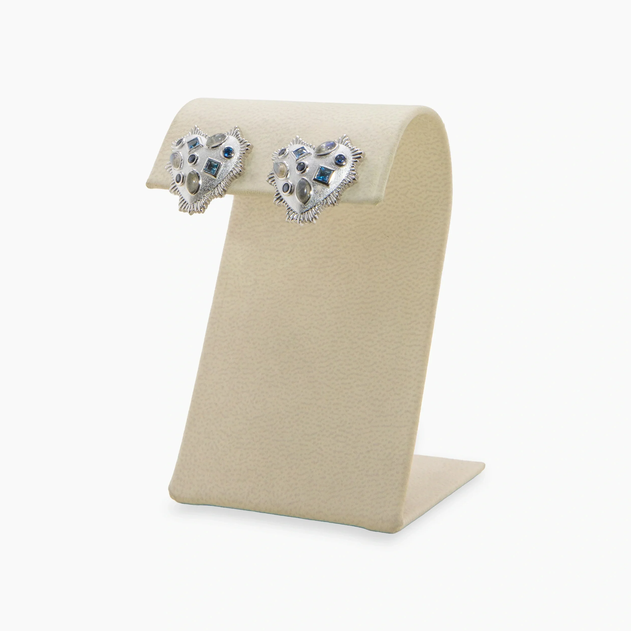 Archive Blue Radiant Heart Earrings - Image 2