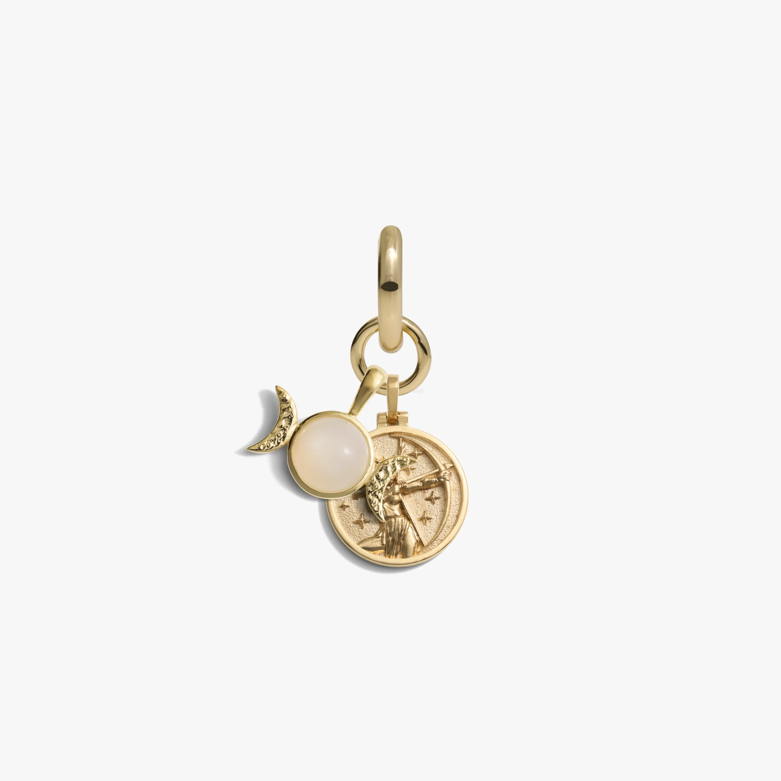Triple Moon Goddess Charm Earring - Image 4