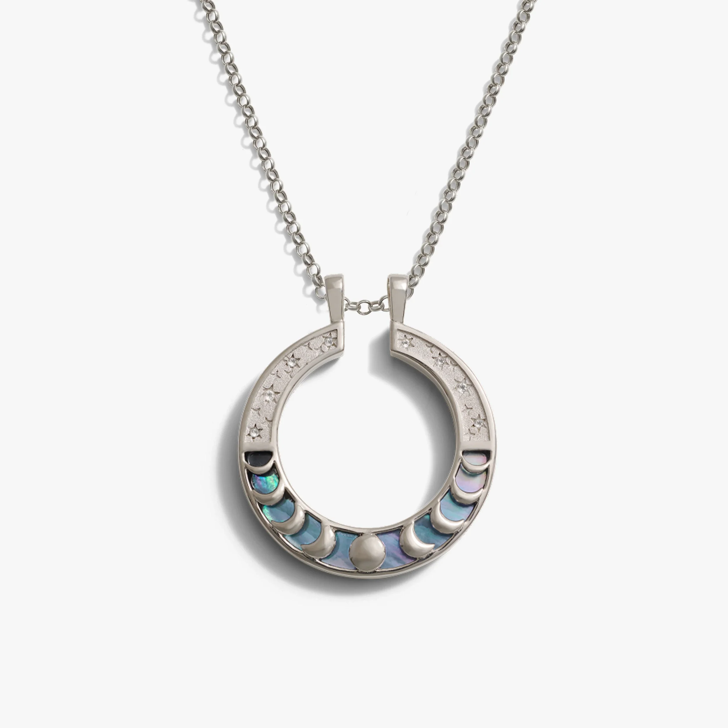 Black Mother of Pearl Moon Phase Halo Necklace - Image 4