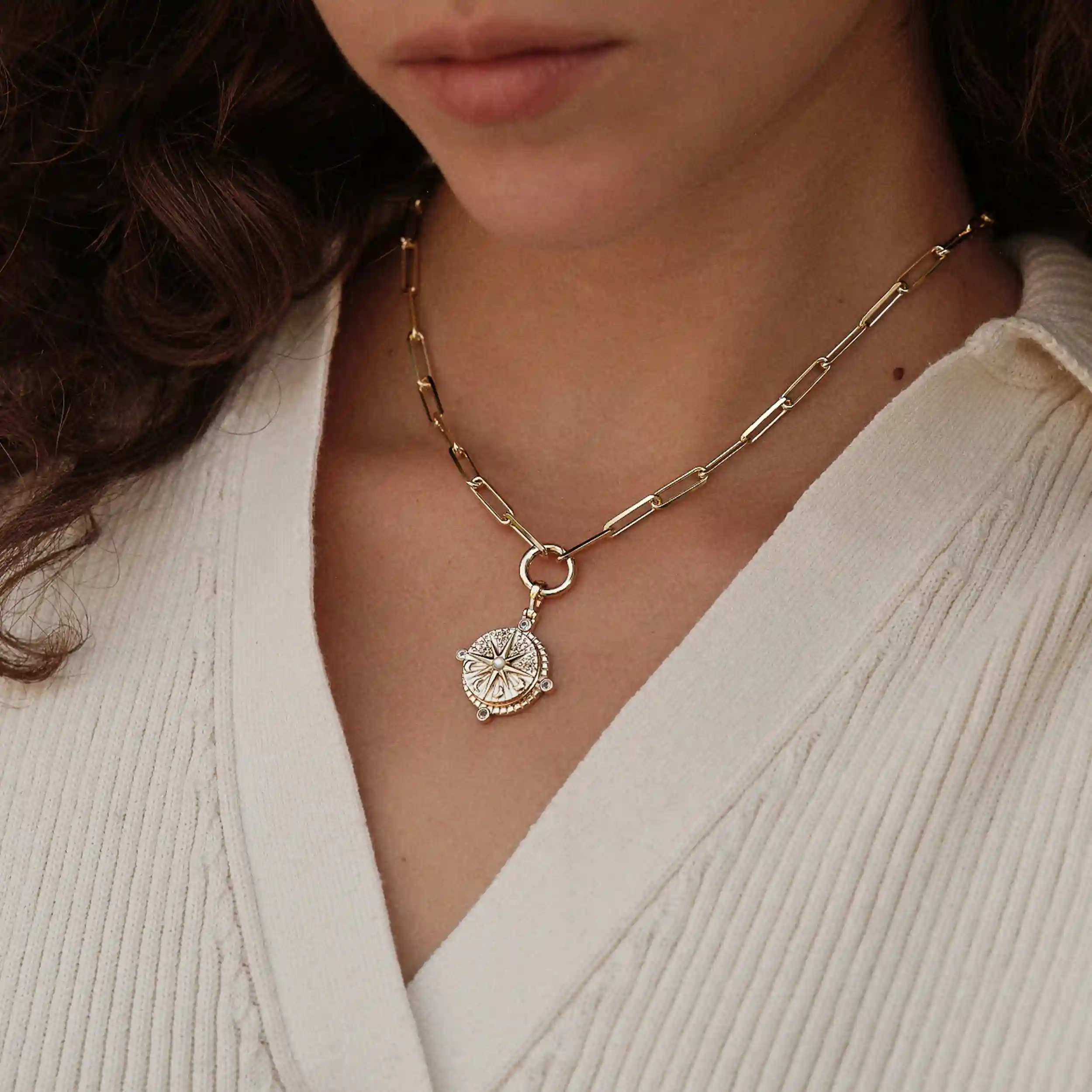 Compass Locket Single Charm Necklace - Image 2