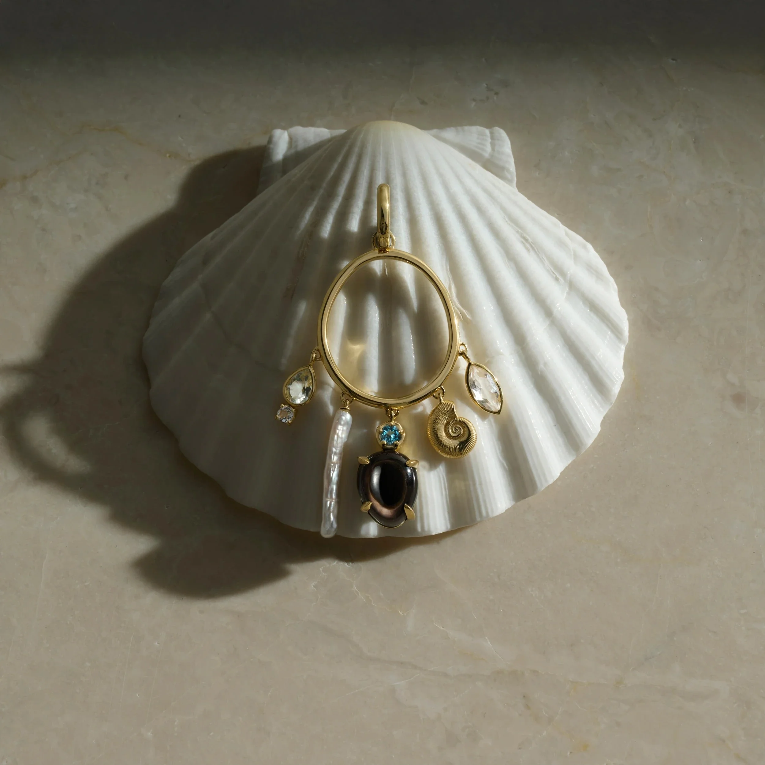 Deep Sea Gemstone Charm Hoops - Image 4