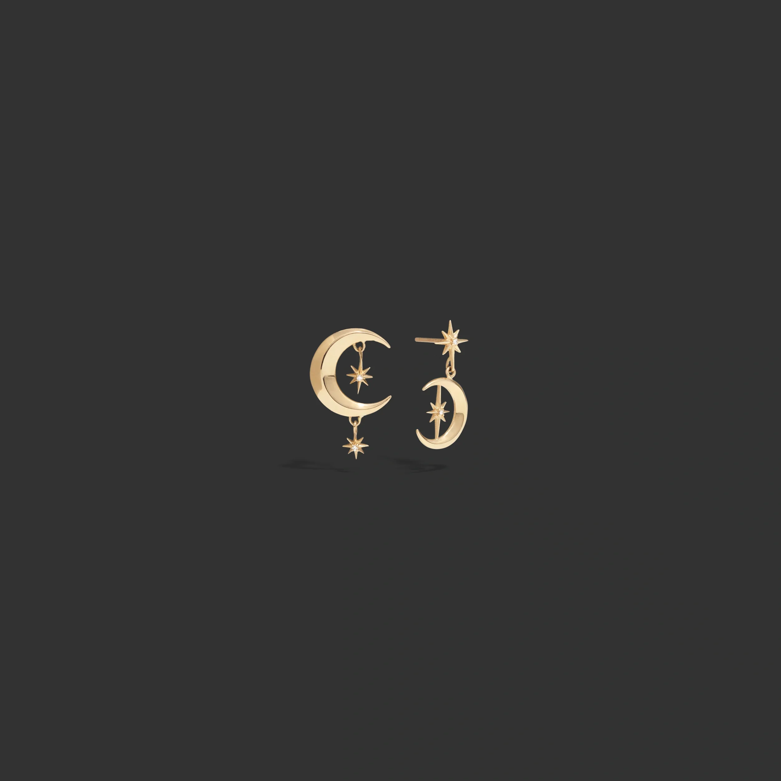 Diamond Moon Earrings - Image 3