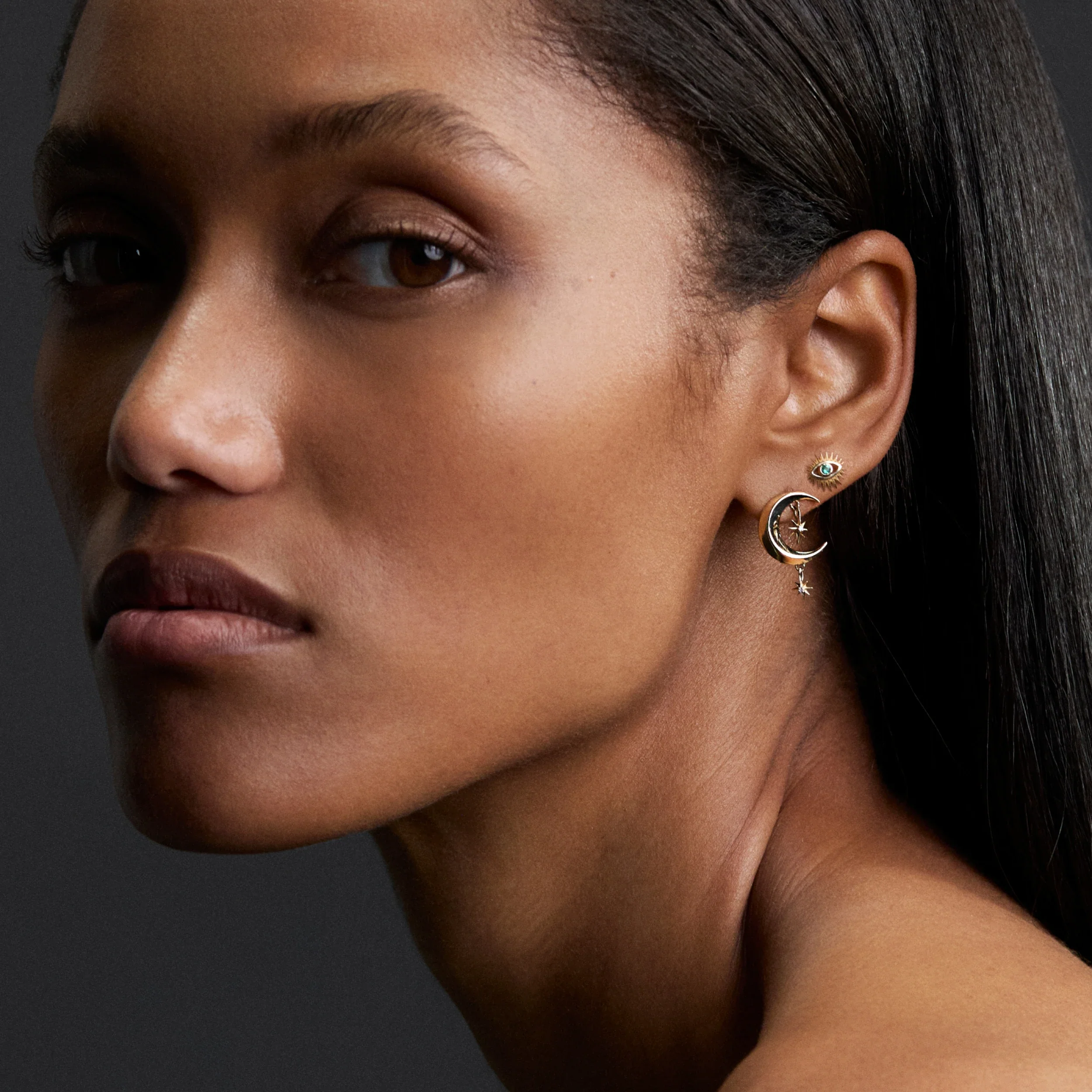 Diamond Moon Earrings - Image 5