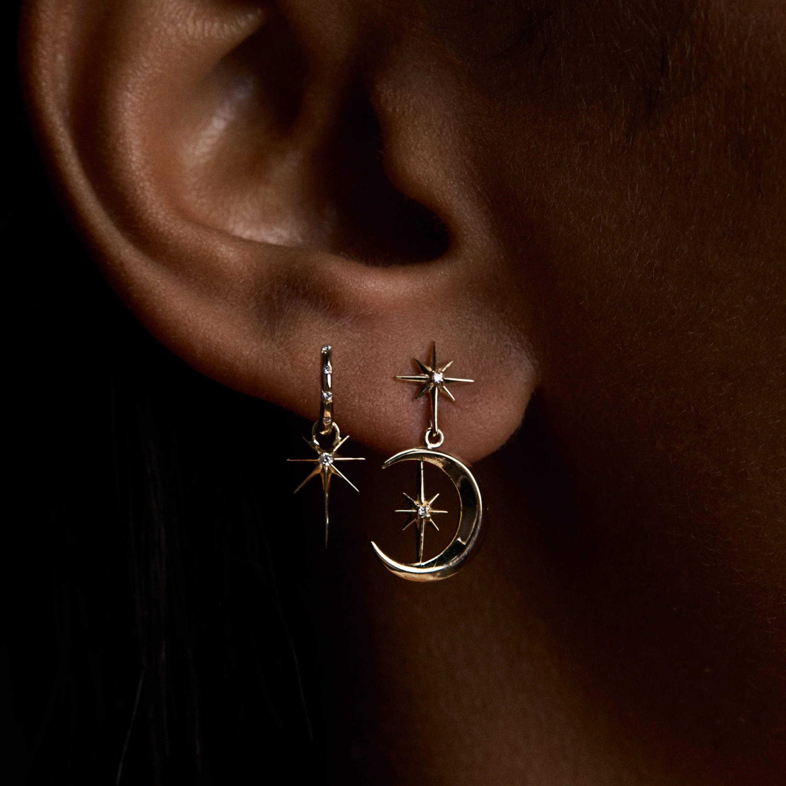 Diamond Moon Earrings - Image 6