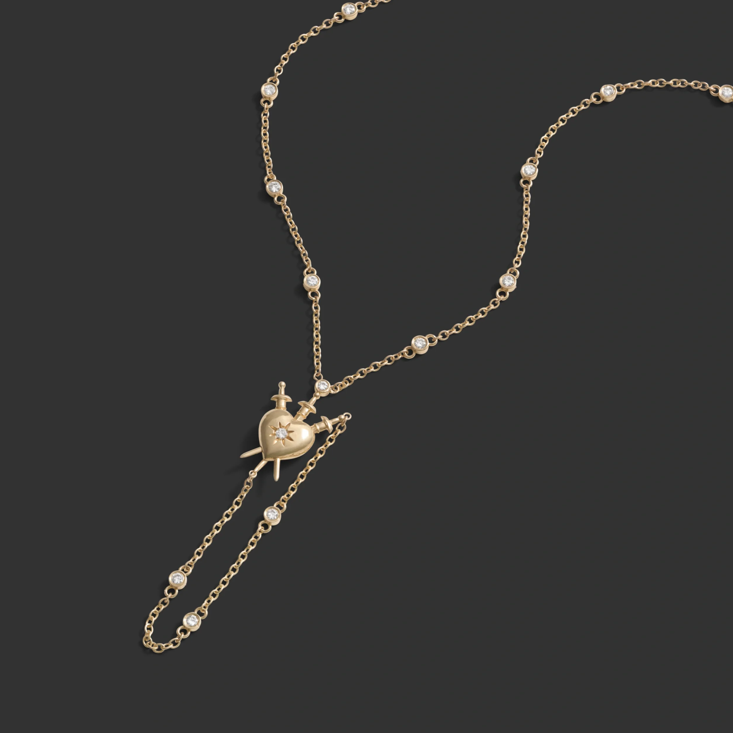 Diamond Sacred Heart Lariat - Image 4