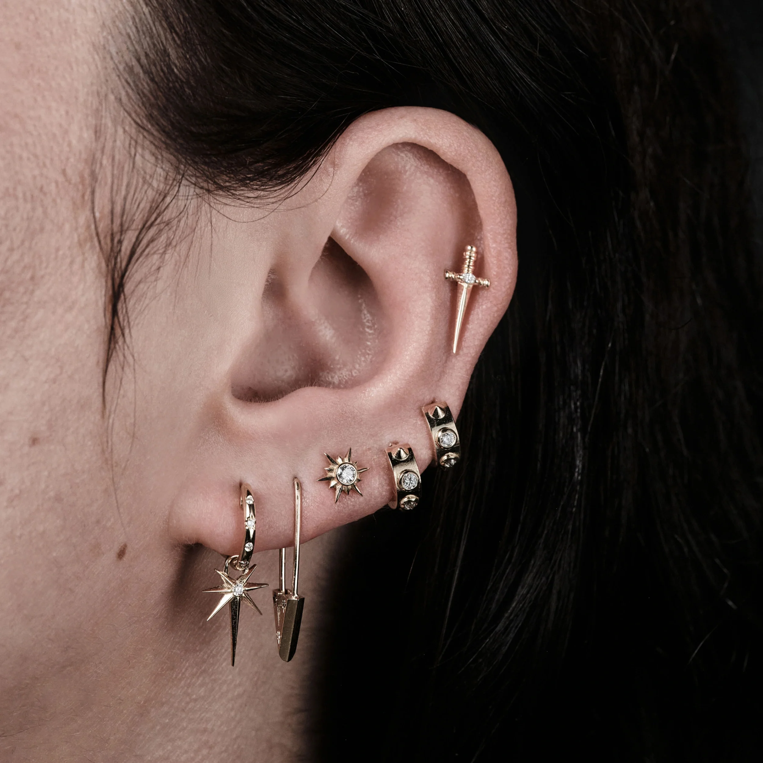 Diamond Safety Pin Earring - Image 2