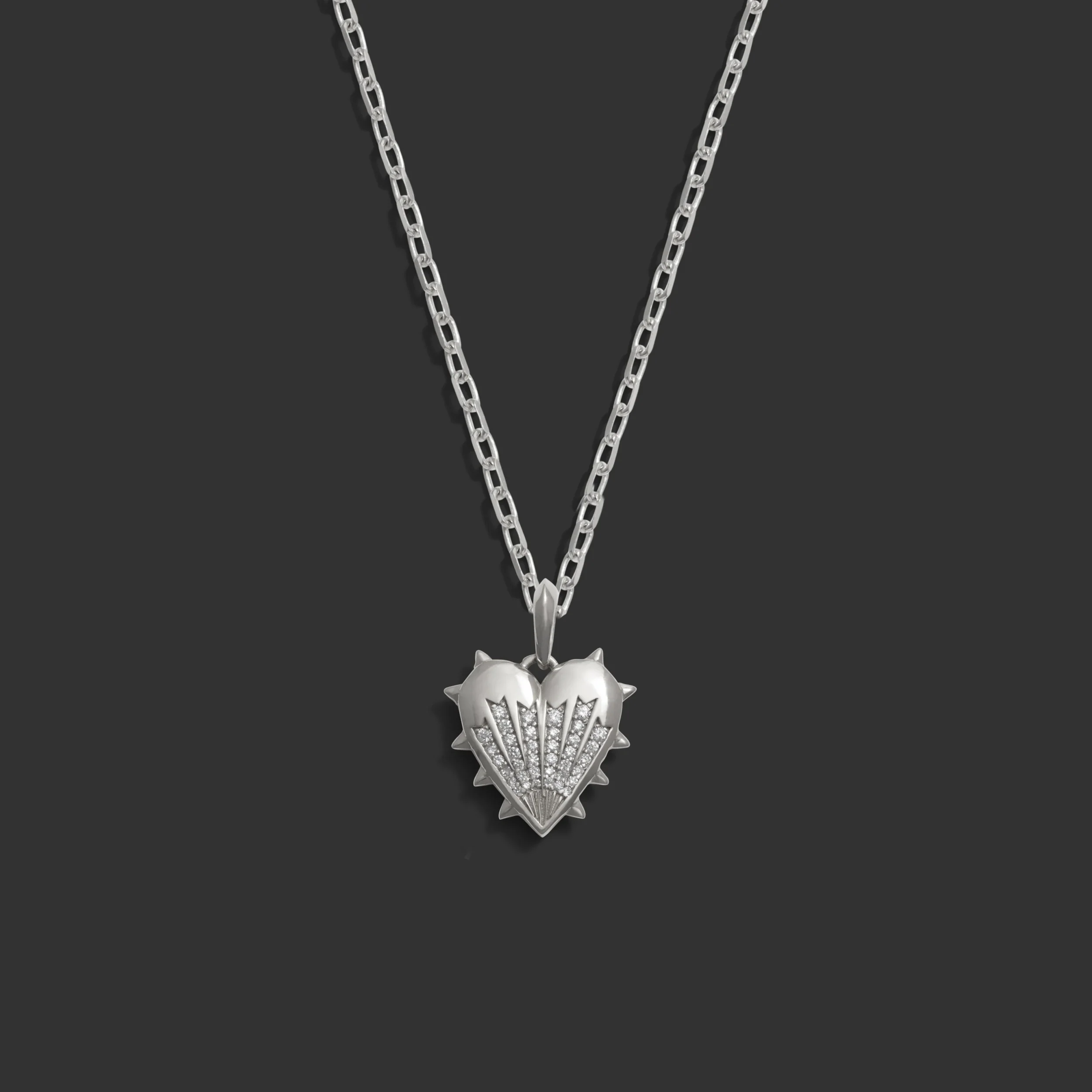 Diamond Spiked Heart Necklace - Image 7
