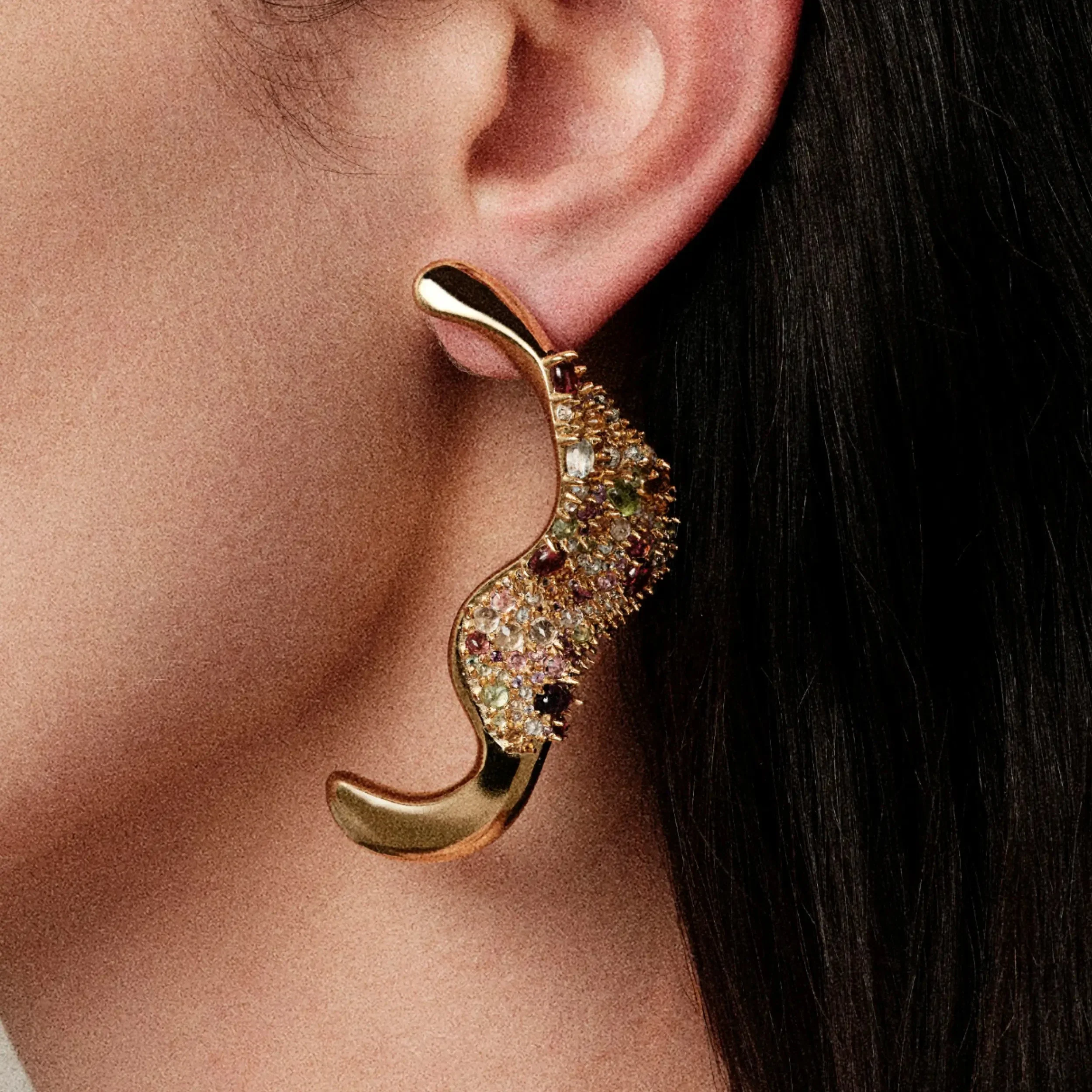 Encrusted Abstract Earrings - Image 7