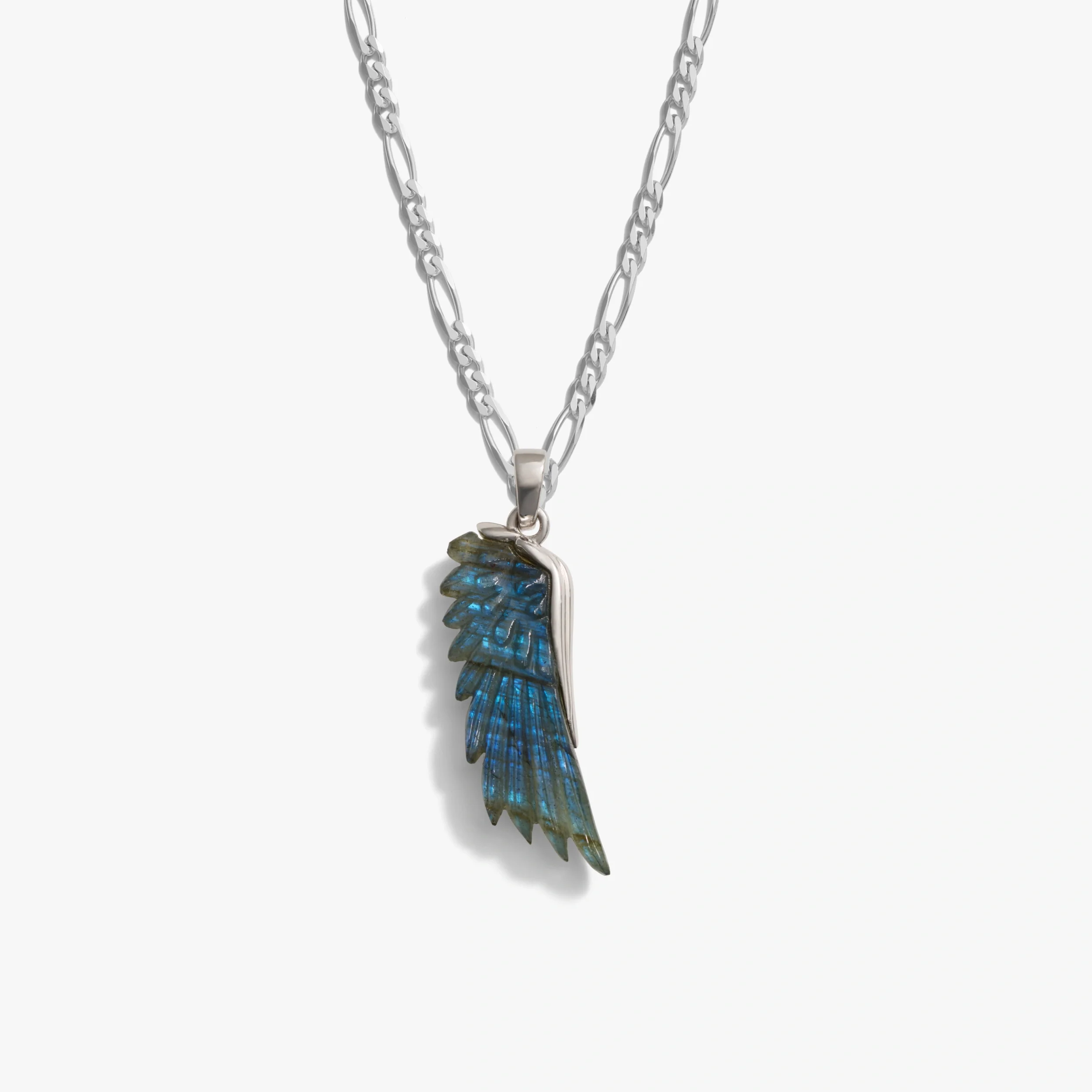 Carved Gemstone Wing Figaro Necklace - Image 3