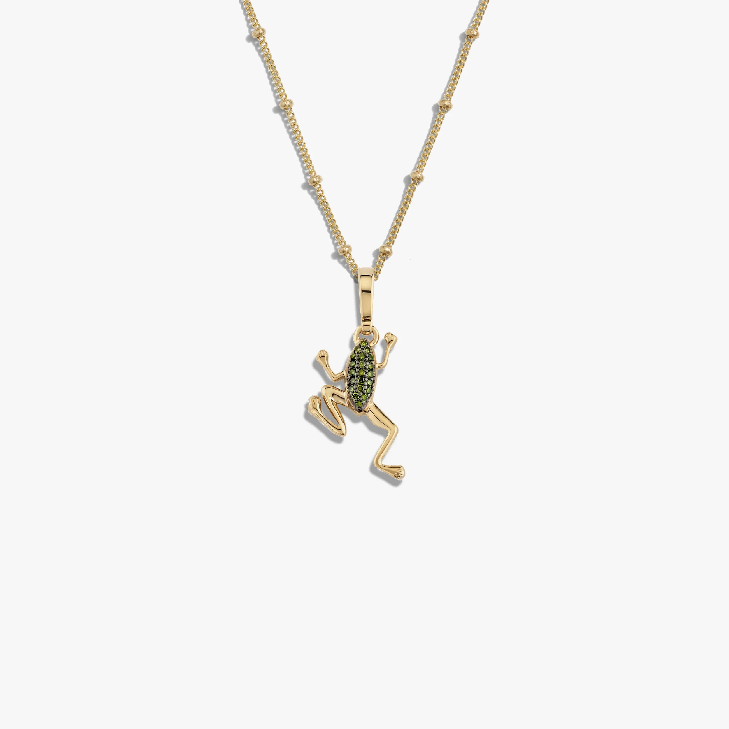 Green Diamond Baby Frog Necklace