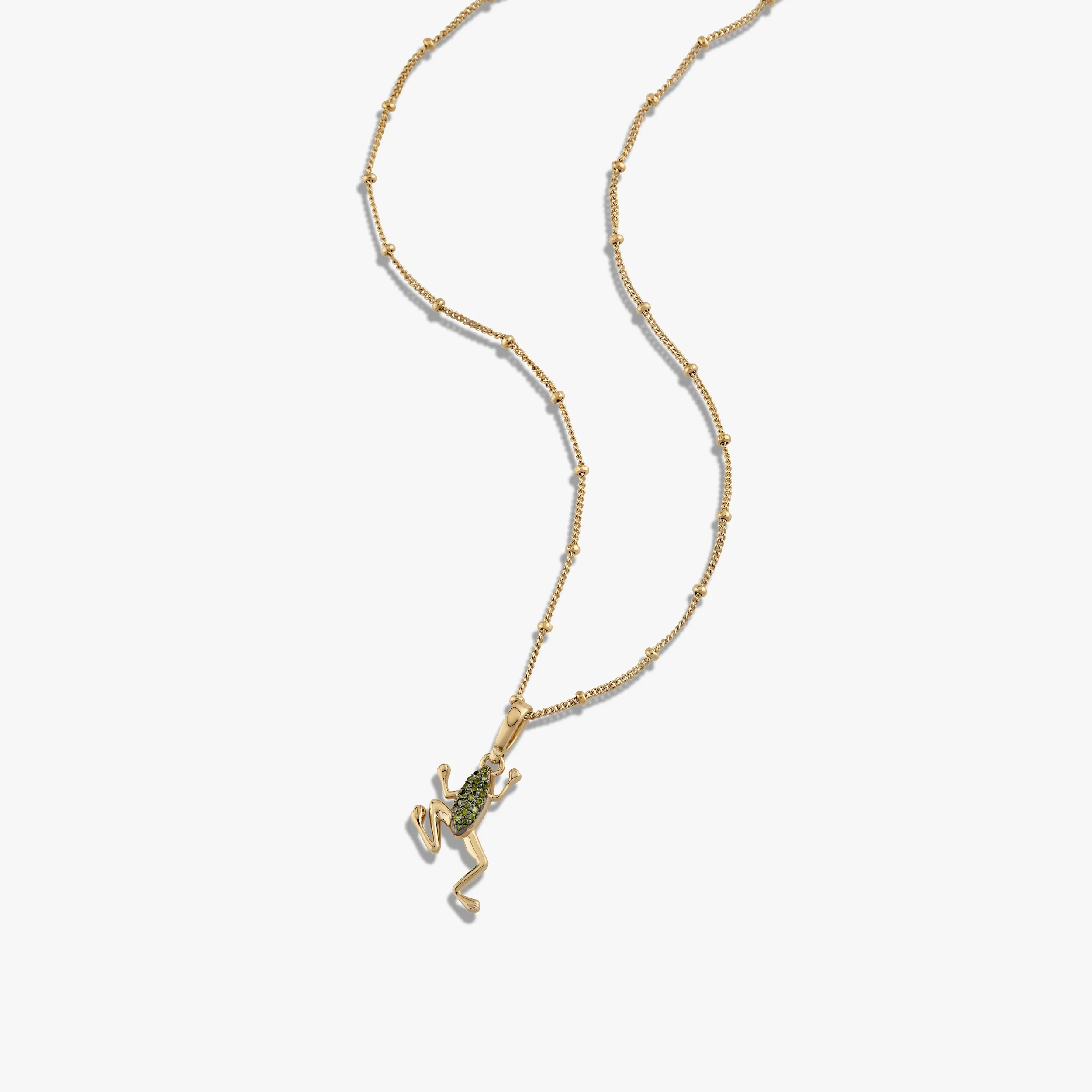 Green Diamond Baby Frog Necklace - Image 3