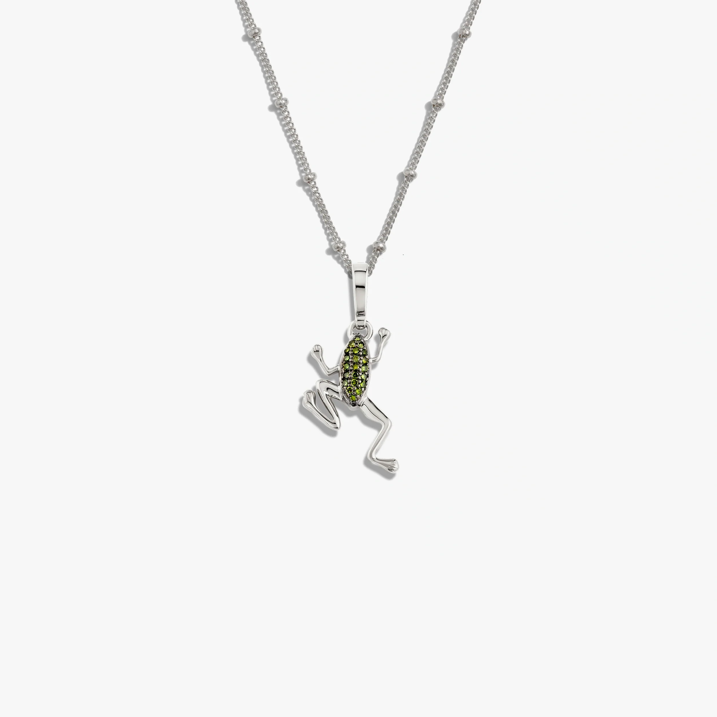 Green Diamond Baby Frog Necklace - Image 4