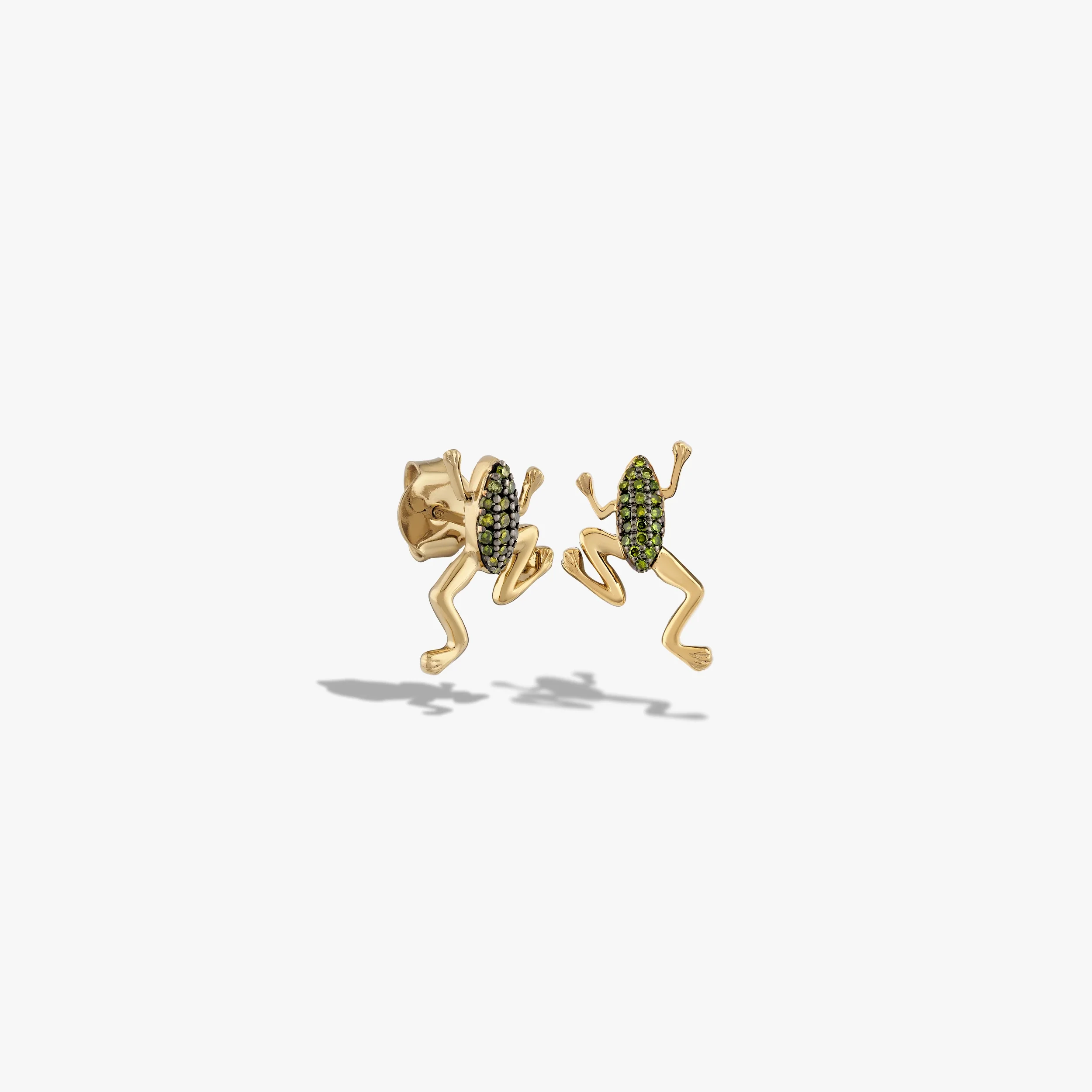 Green Diamond Baby Frog Studs