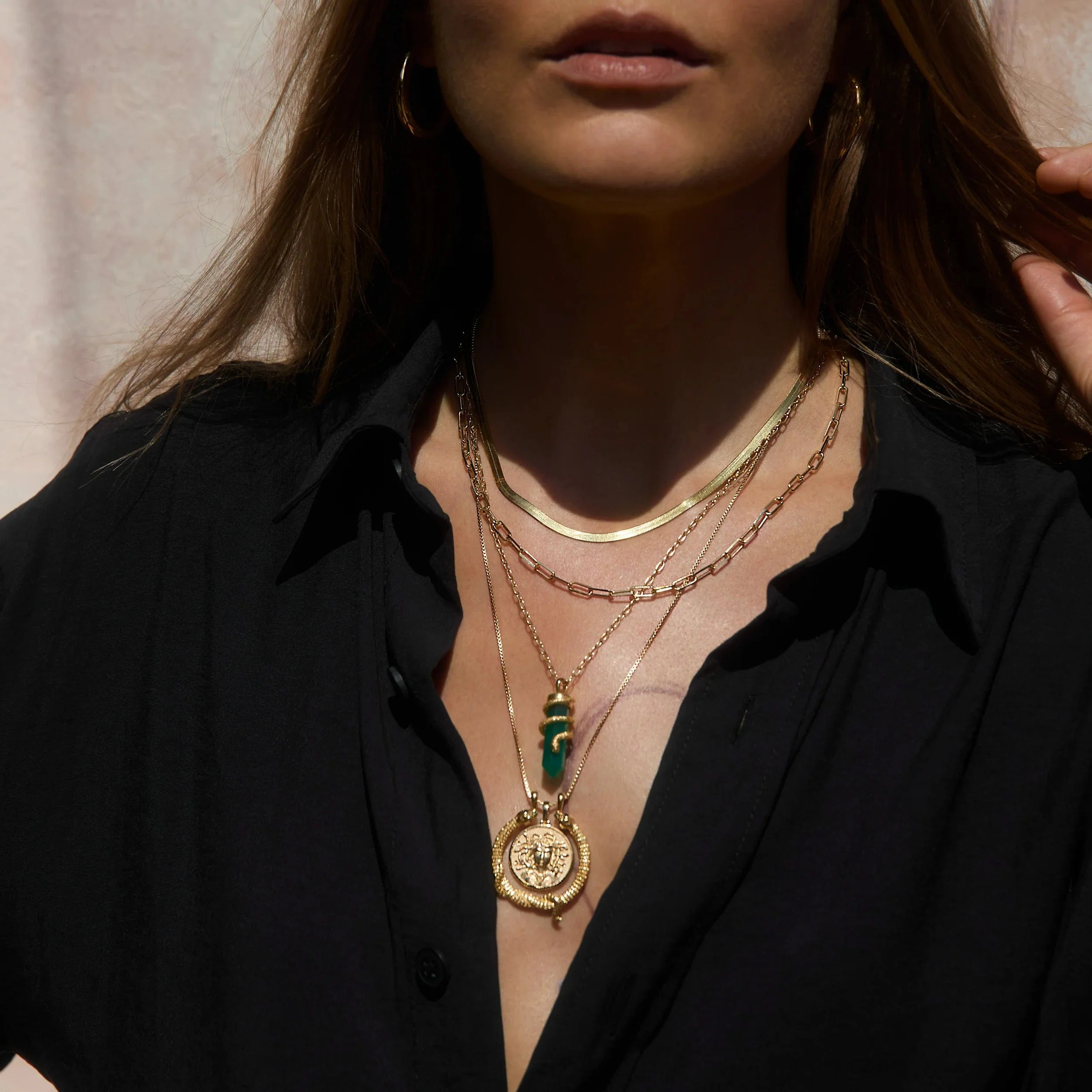 Green Onyx Crystal Snake Necklace - Image 5