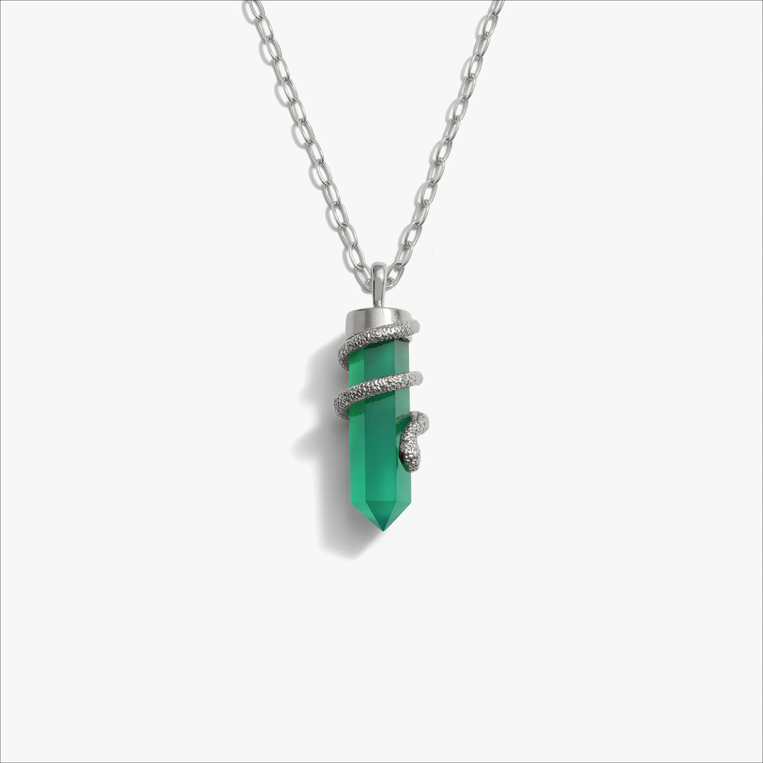 Green Onyx Crystal Snake Necklace - Image 8