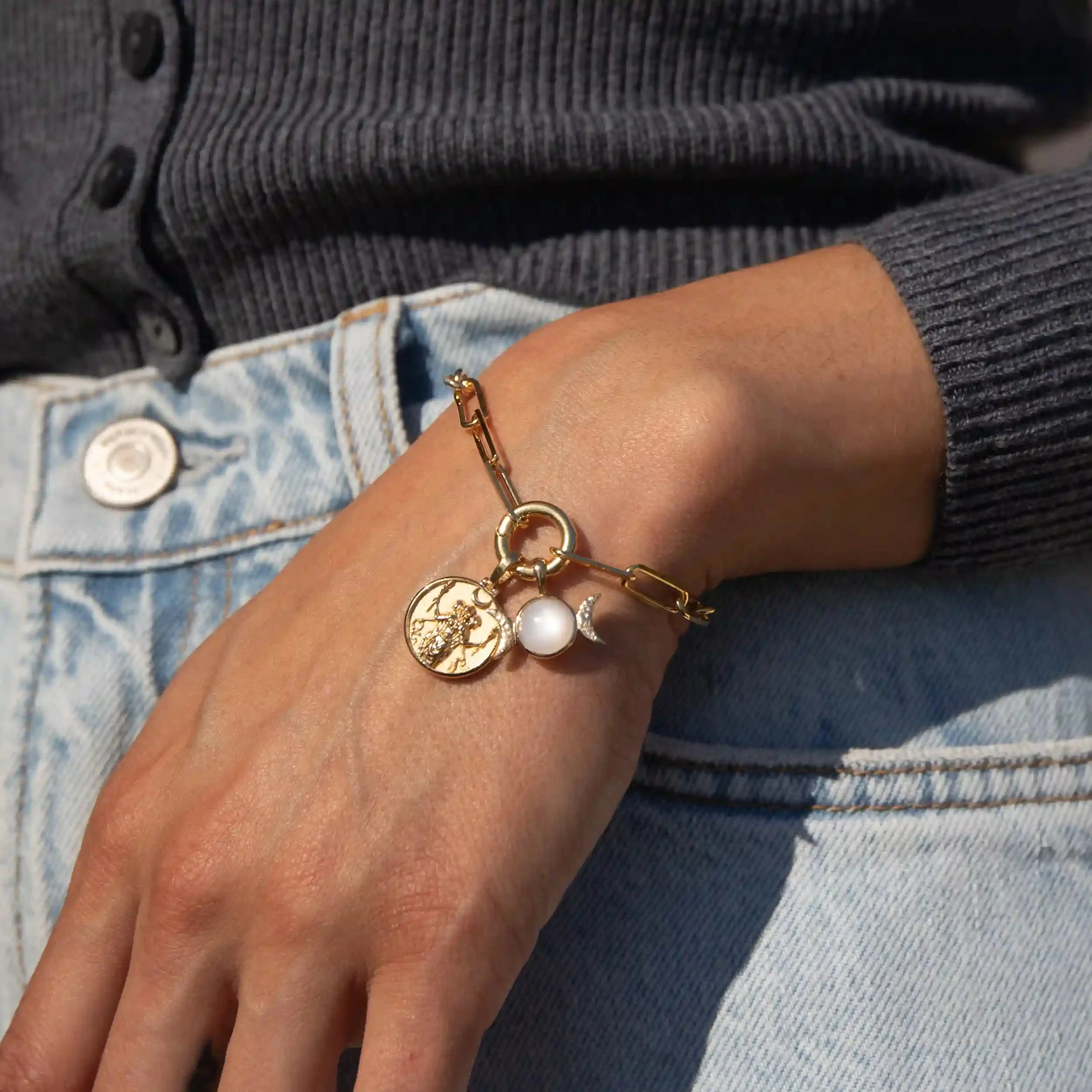 Hecate Triple Moon Charm Bracelet - Image 2