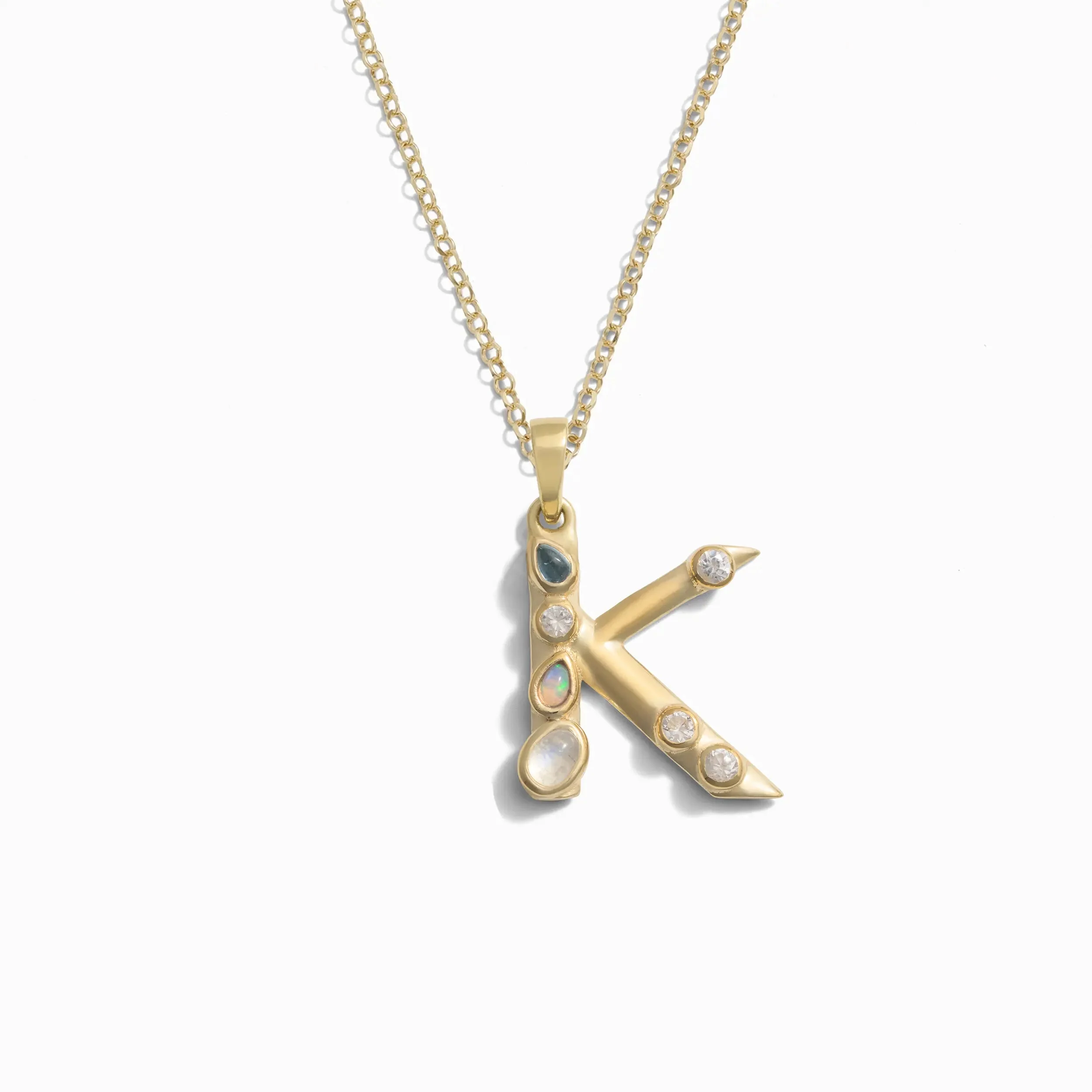 Gold Gemstone Initial Necklace - Image 10