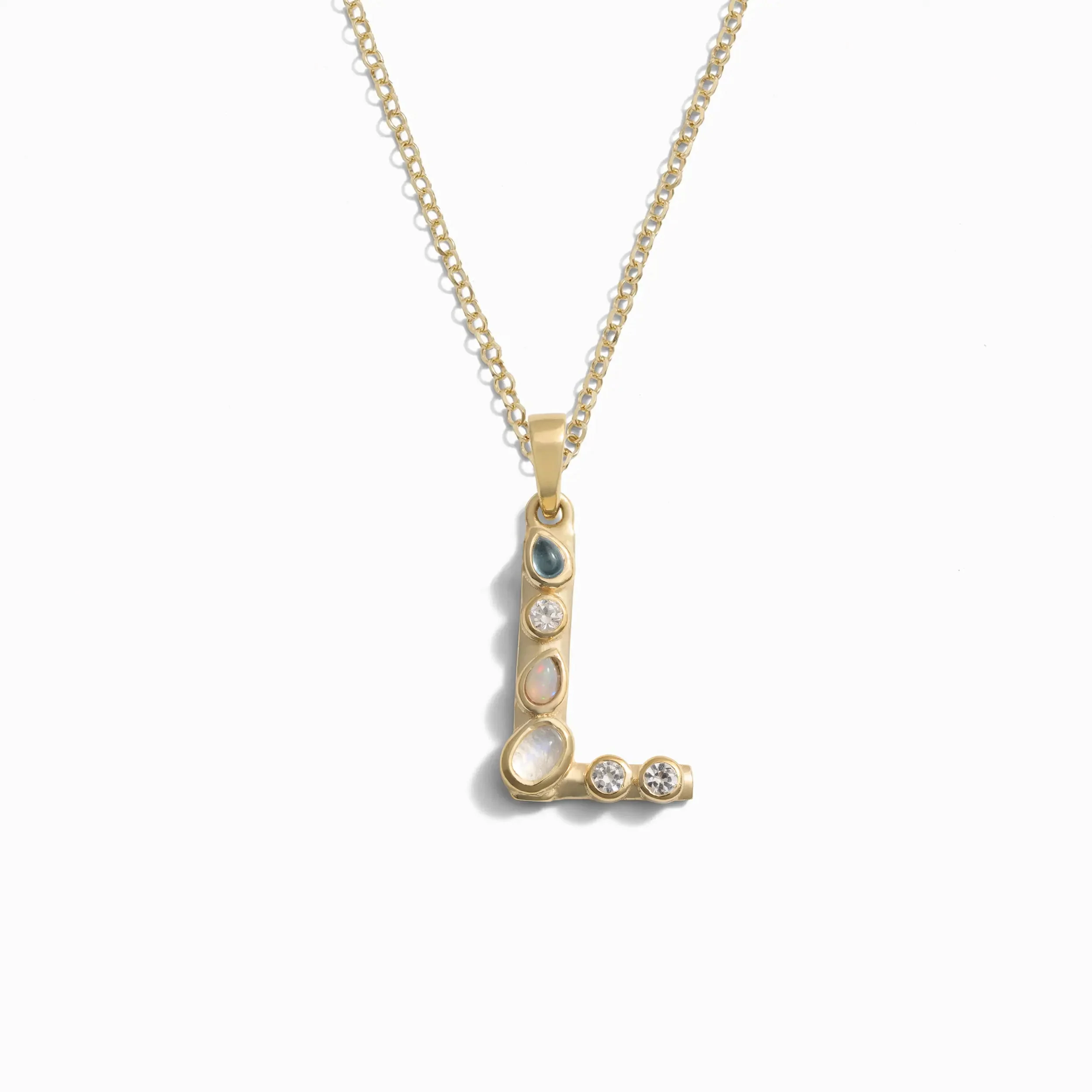 Gold Gemstone Initial Necklace - Image 11