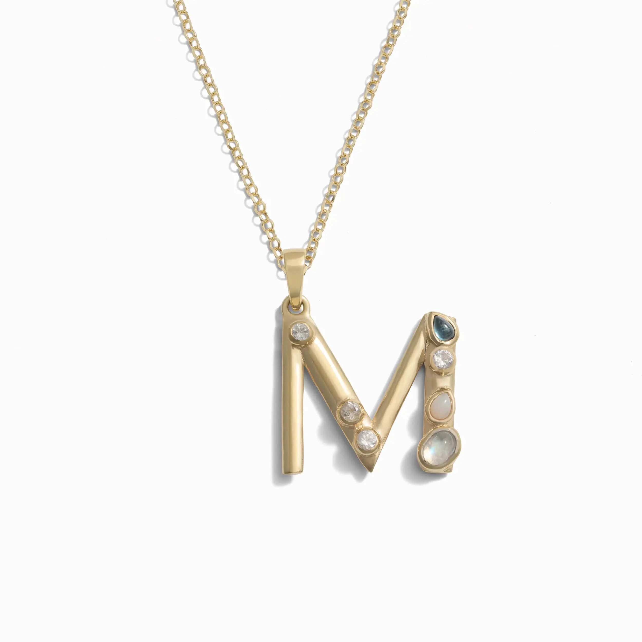 Gold Gemstone Initial Necklace - Image 12