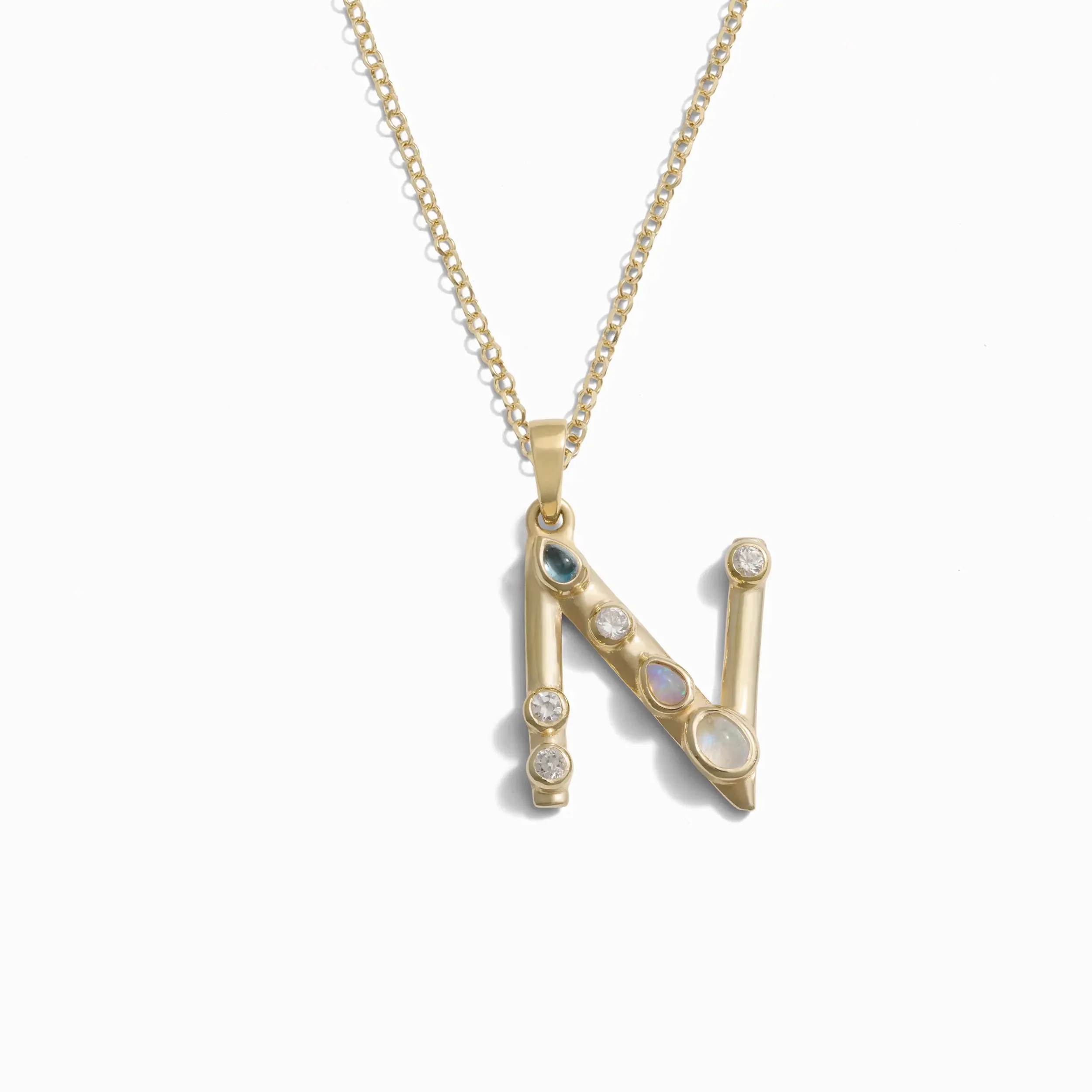 Gold Gemstone Initial Necklace - Image 13