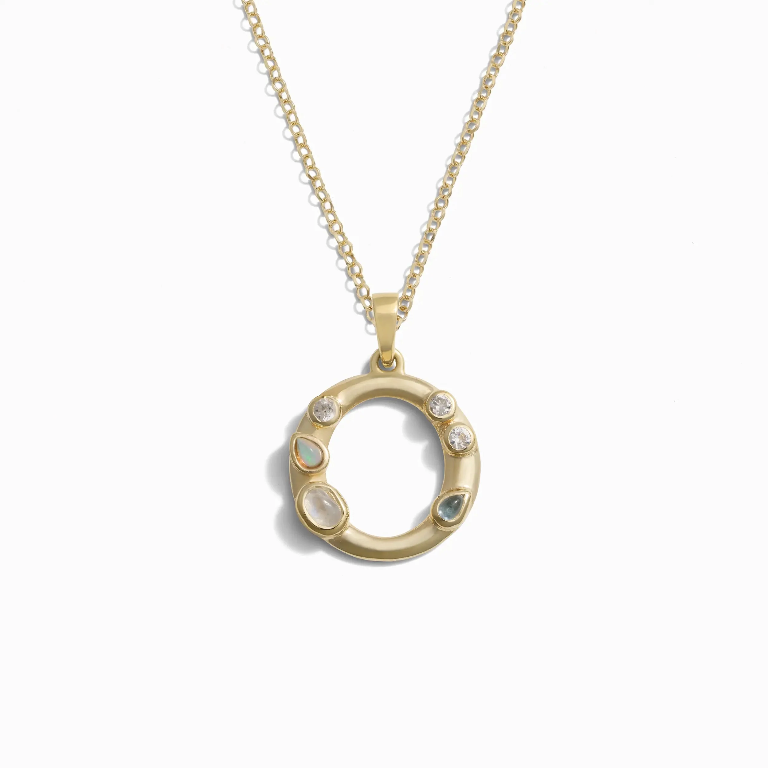 Gold Gemstone Initial Necklace - Image 14
