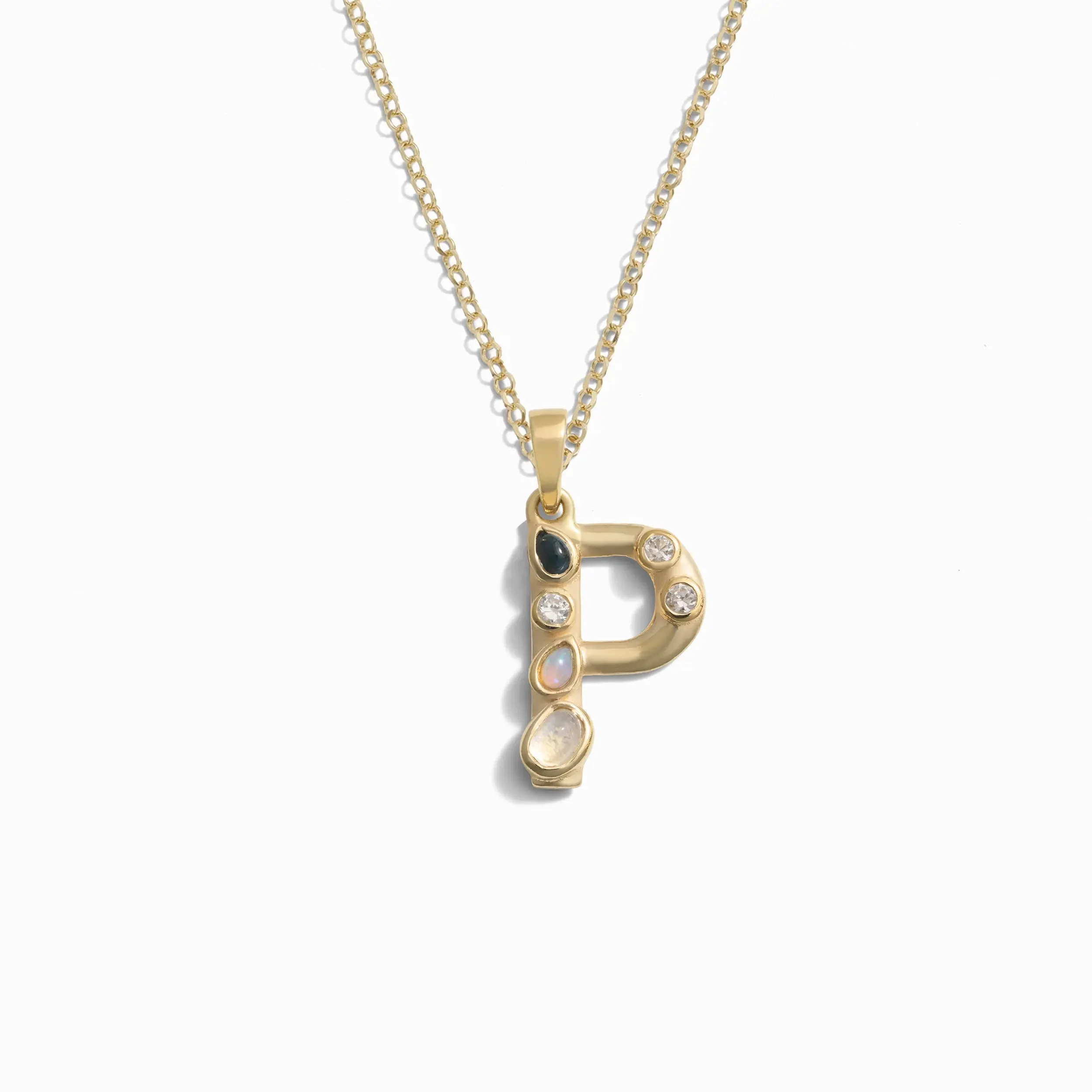 Gold Gemstone Initial Necklace - Image 15