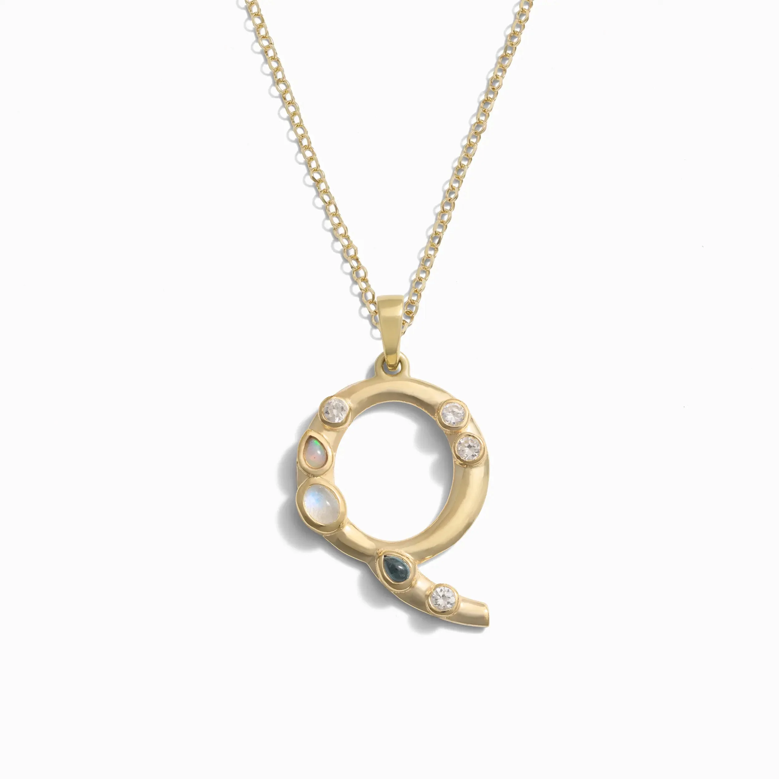 Gold Gemstone Initial Necklace - Image 16