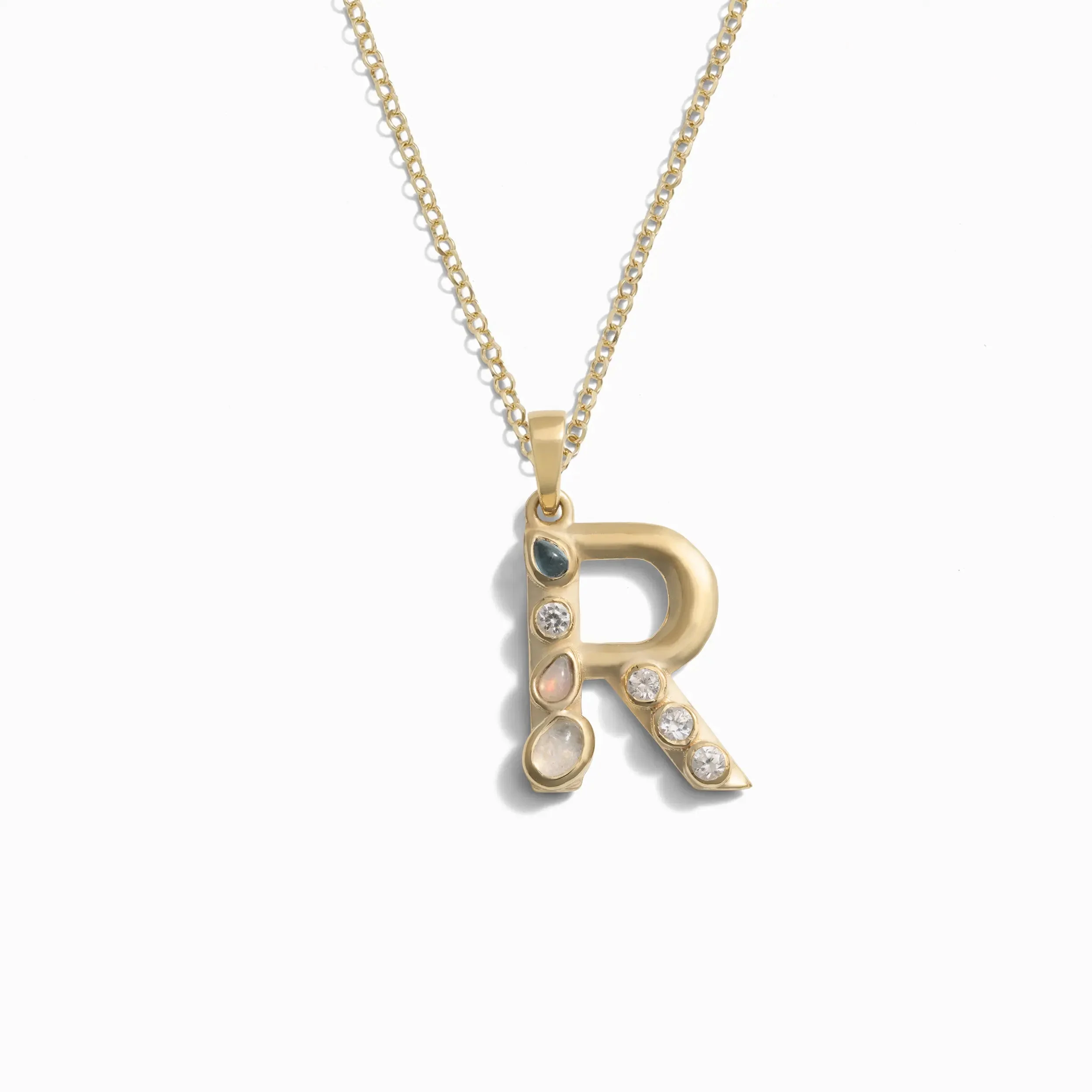 Gold Gemstone Initial Necklace - Image 17