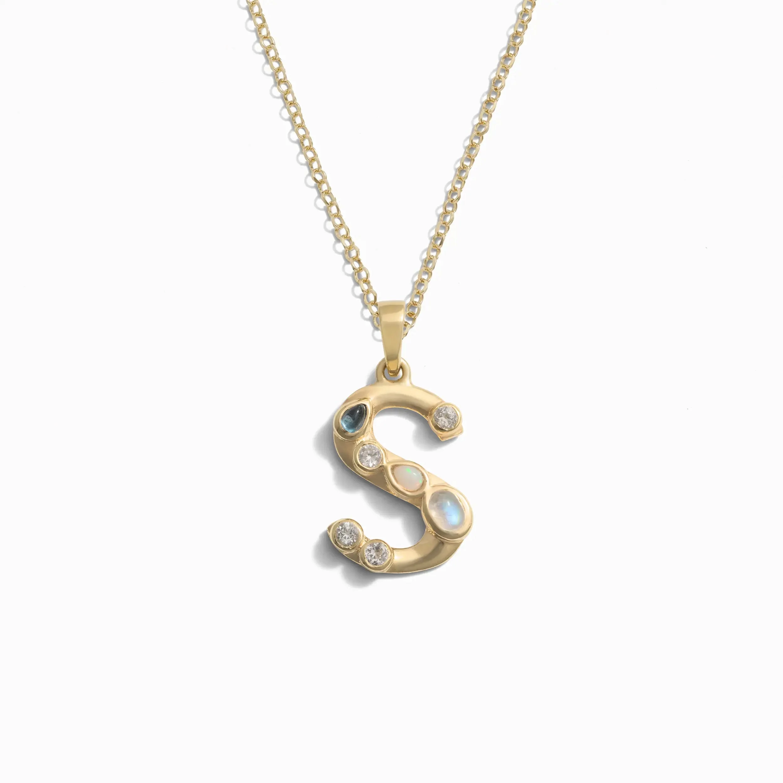 Gold Gemstone Initial Necklace - Image 18