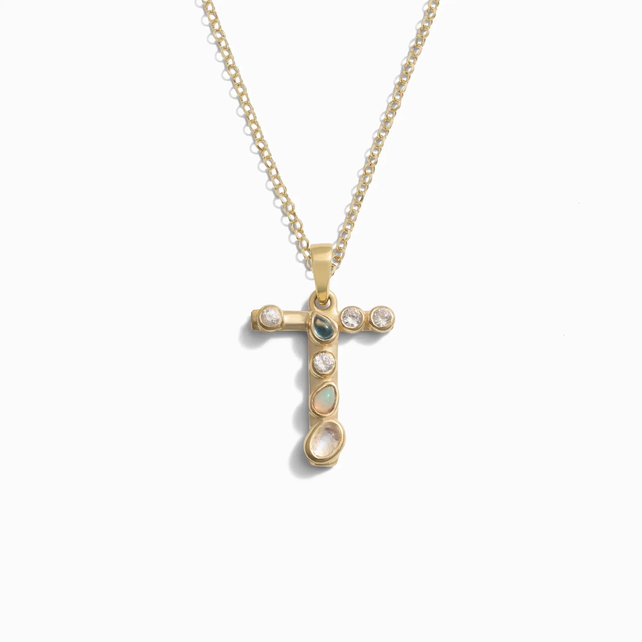 Gold Gemstone Initial Necklace - Image 19