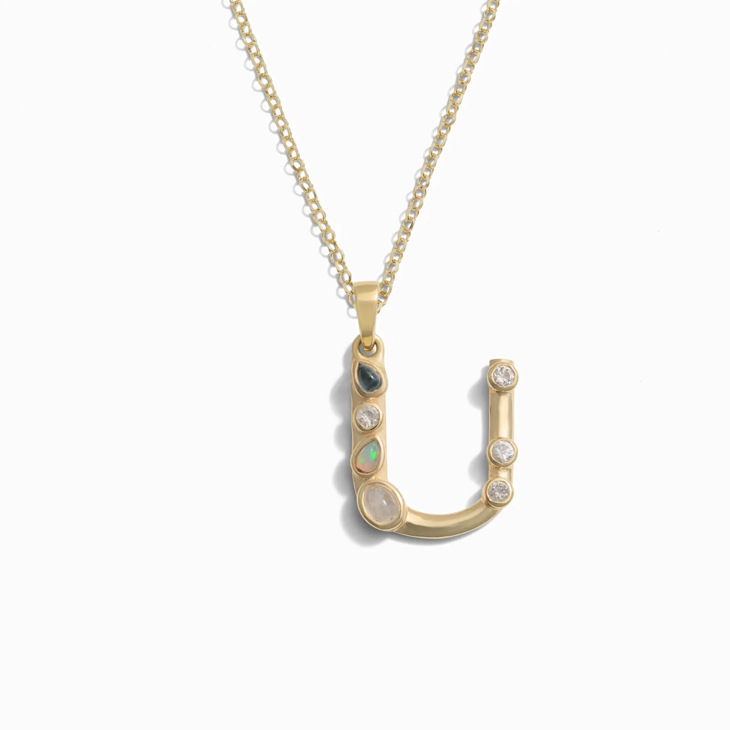 Gold Gemstone Initial Necklace - Image 20