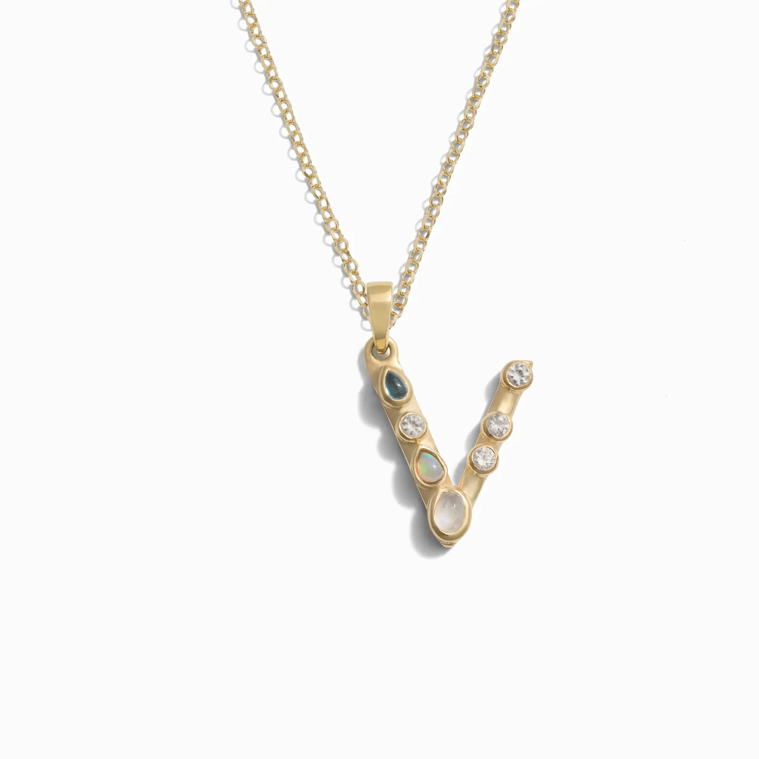 Gold Gemstone Initial Necklace - Image 21
