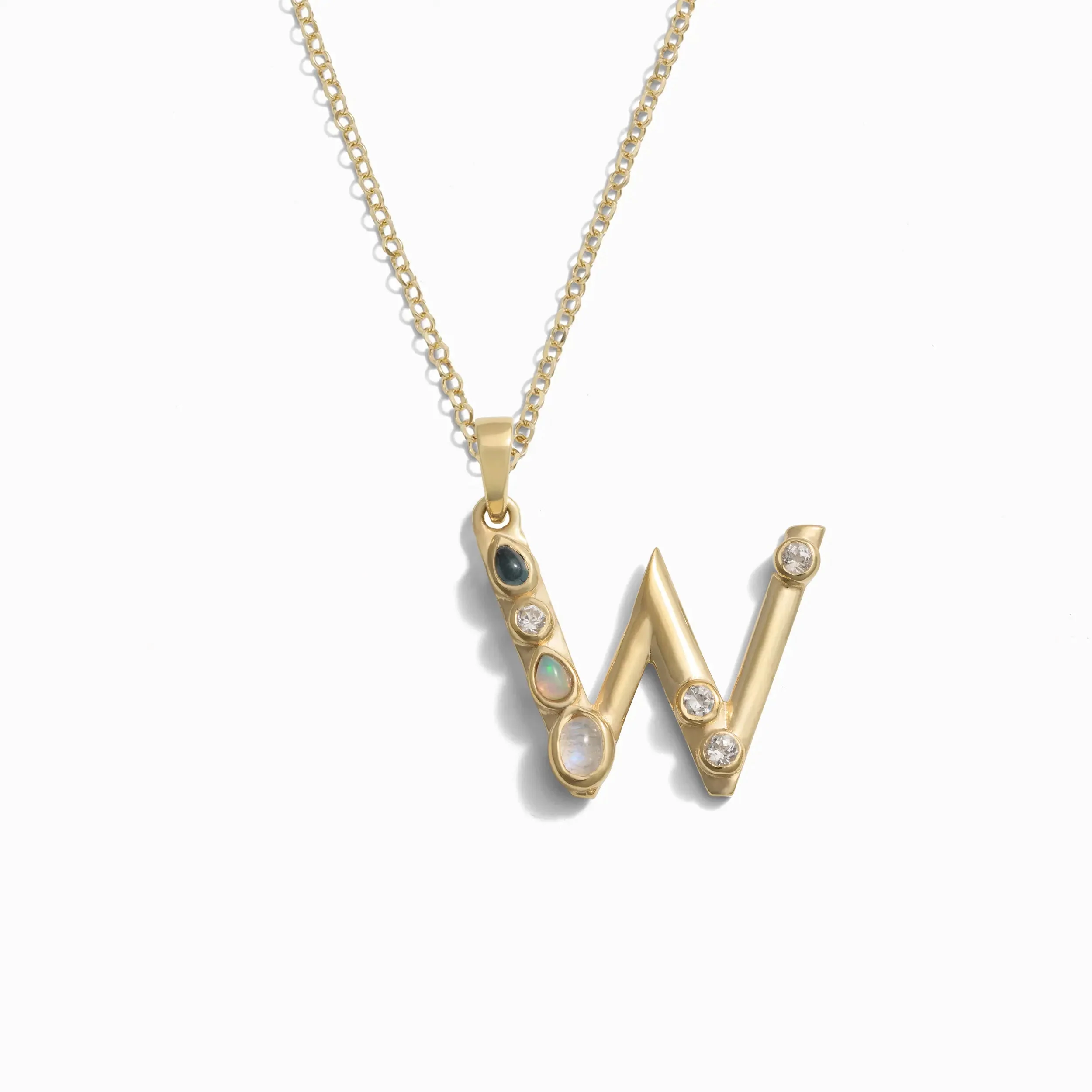 Gold Gemstone Initial Necklace - Image 22