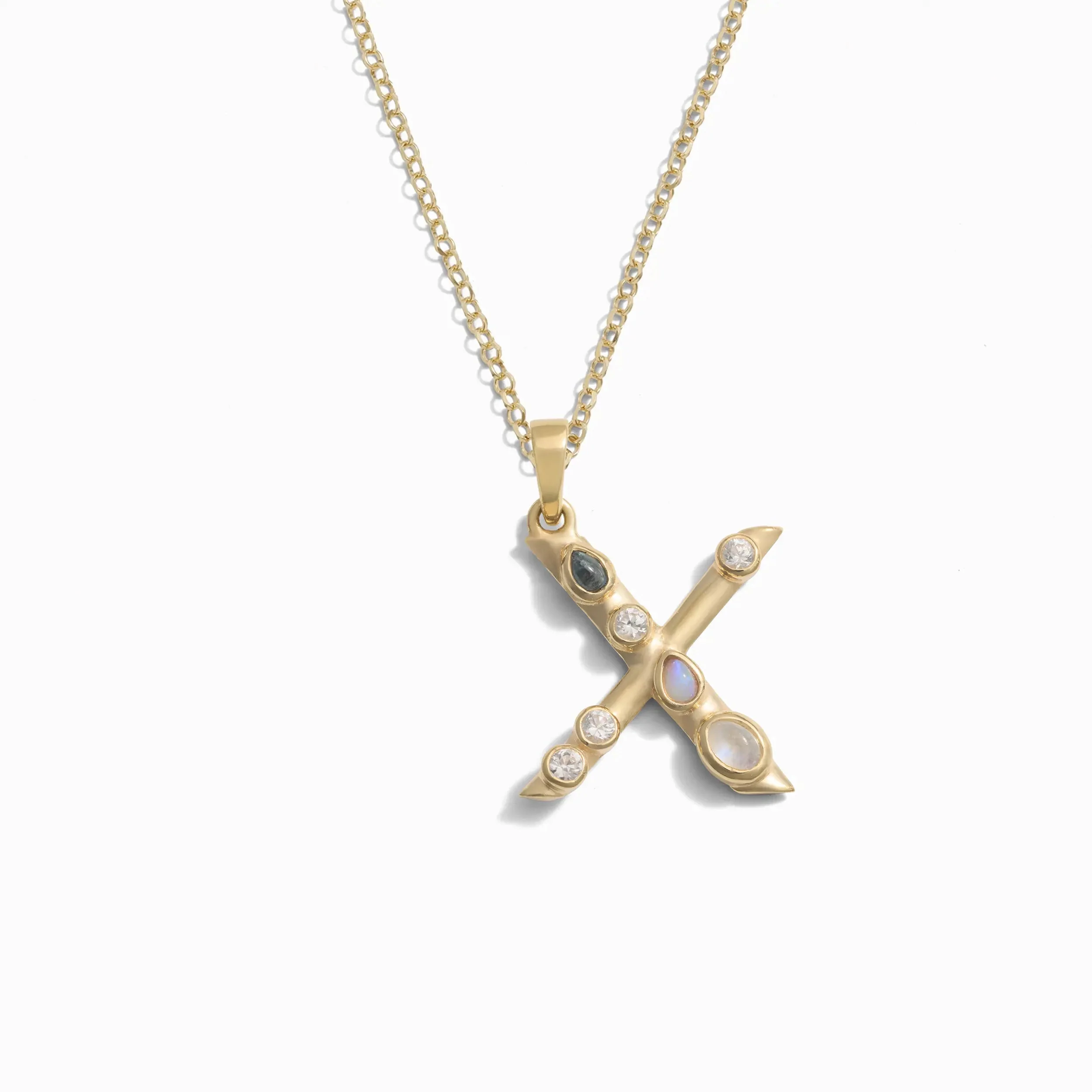 Gold Gemstone Initial Necklace - Image 23