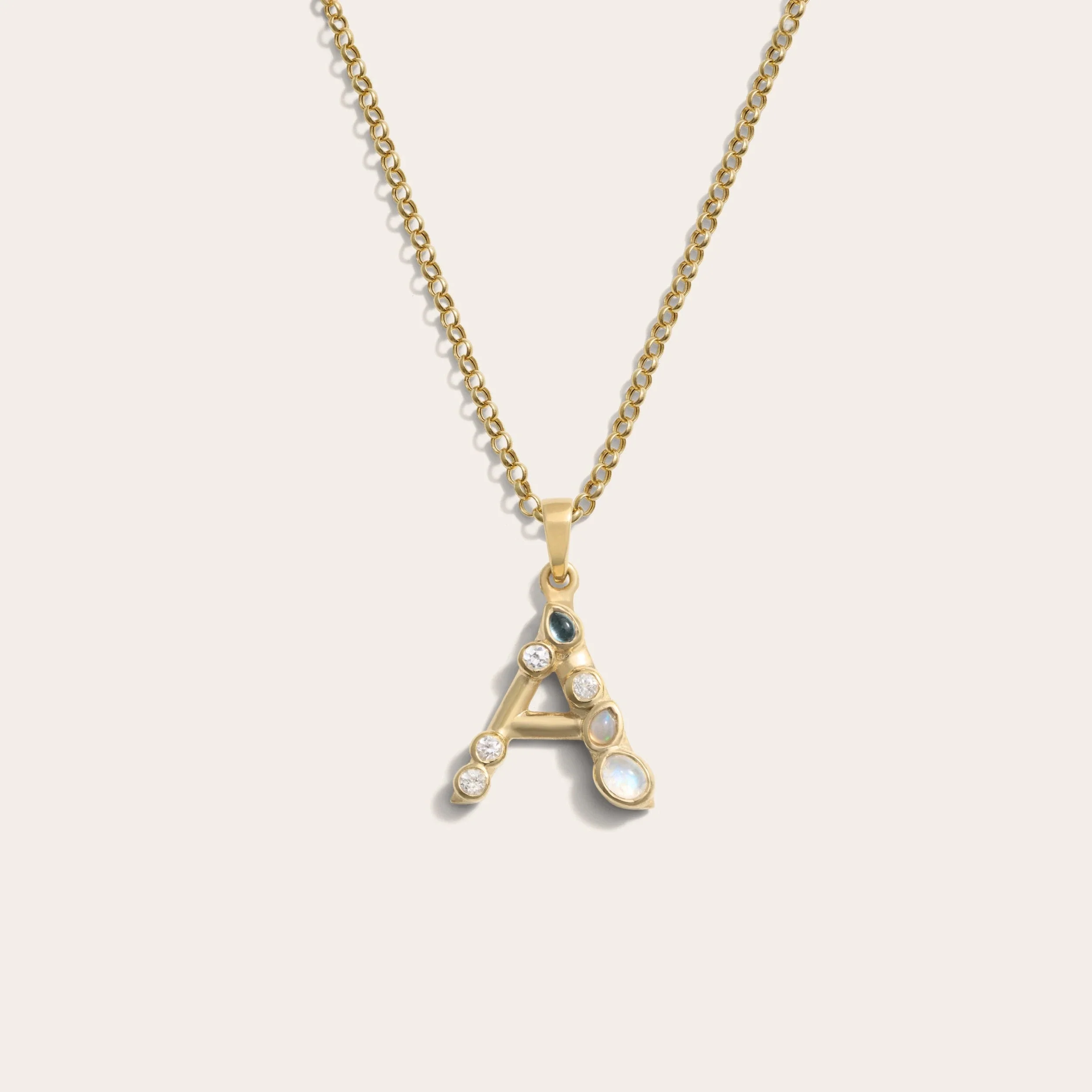 Gold Gemstone Initial Necklace - Image 3