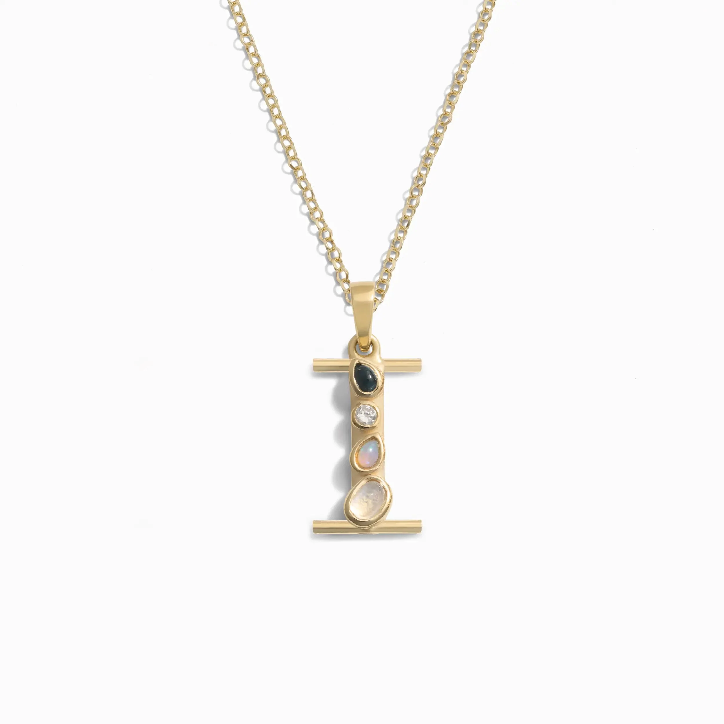Gold Gemstone Initial Necklace - Image 30