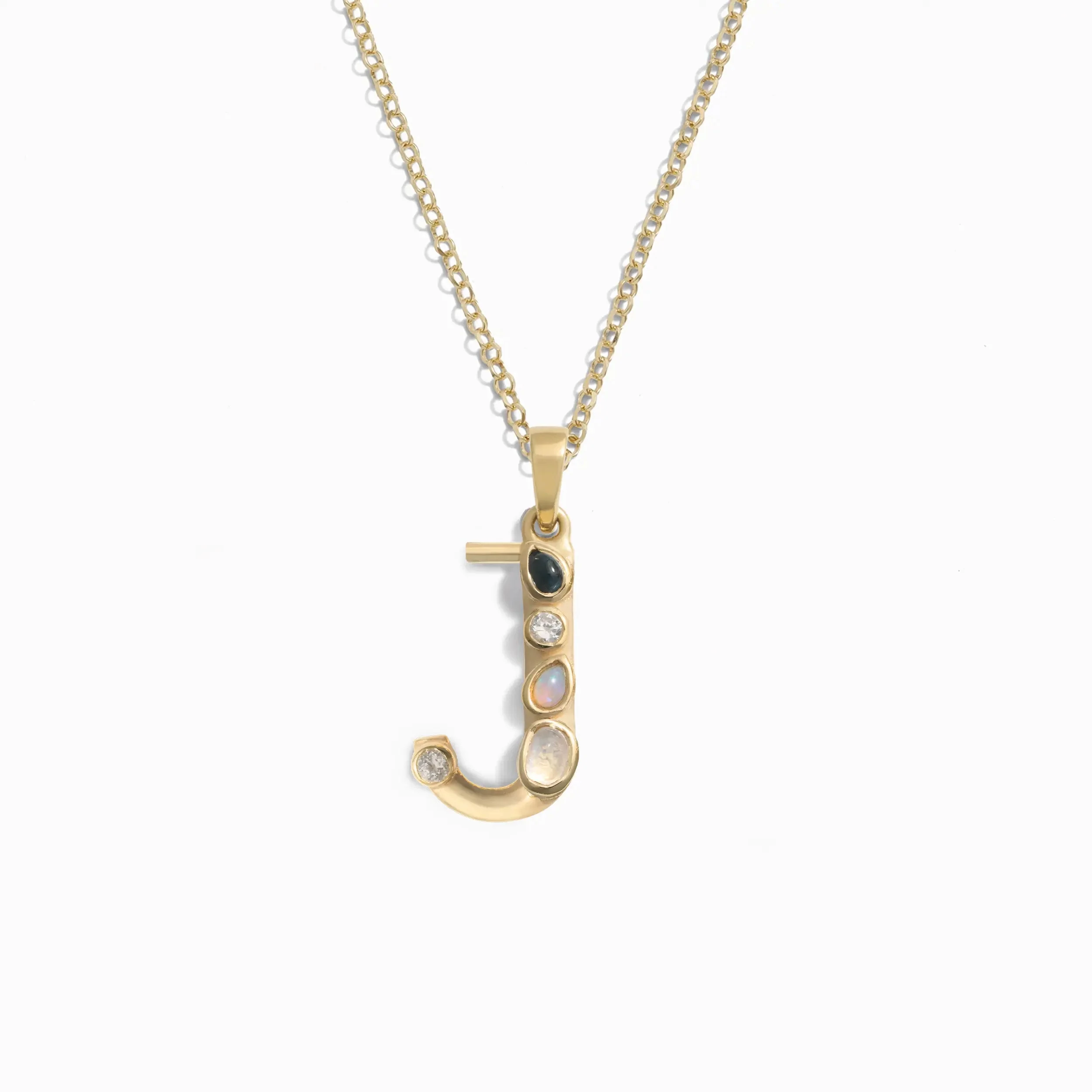 Gold Gemstone Initial Necklace - Image 31