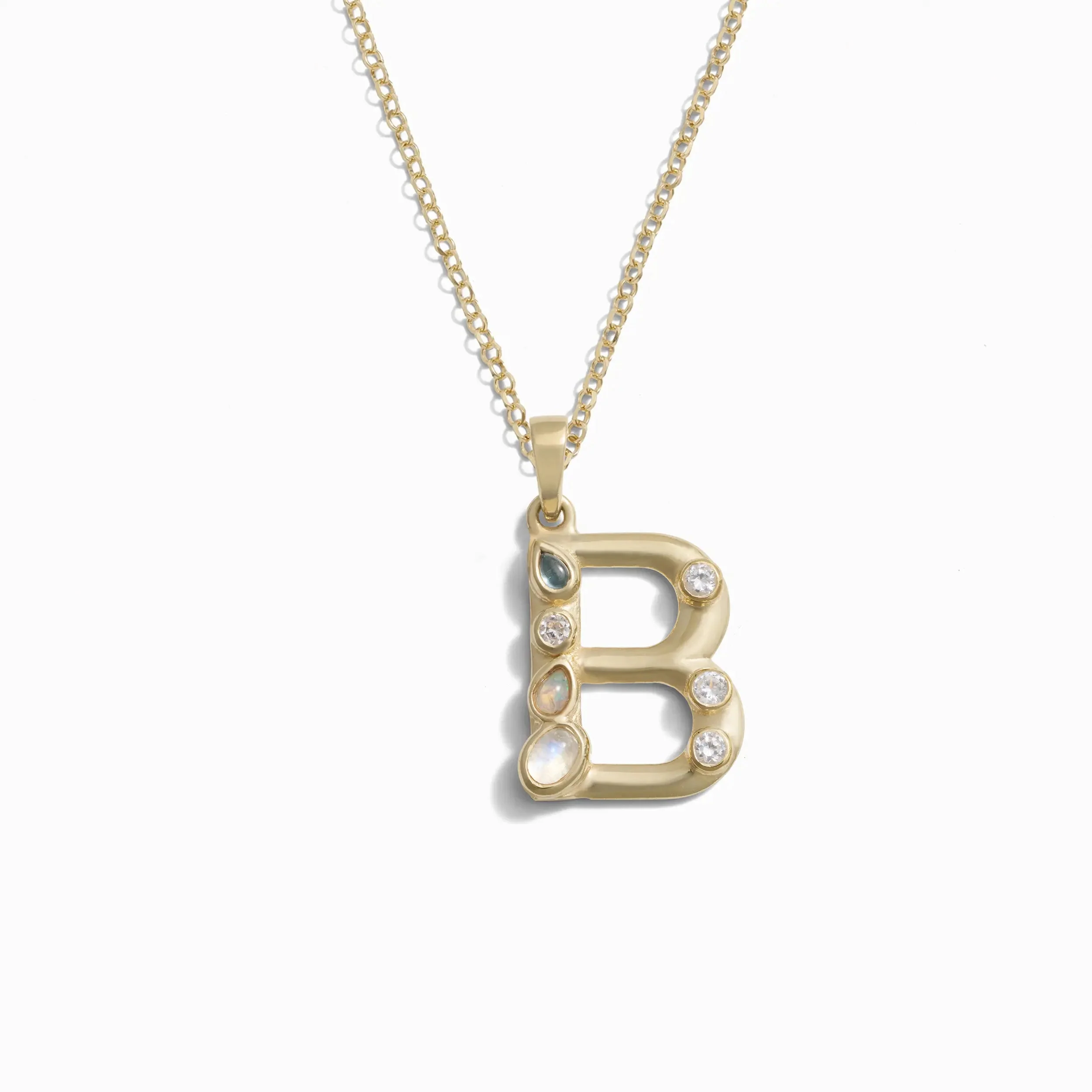 Gold Gemstone Initial Necklace - Image 4