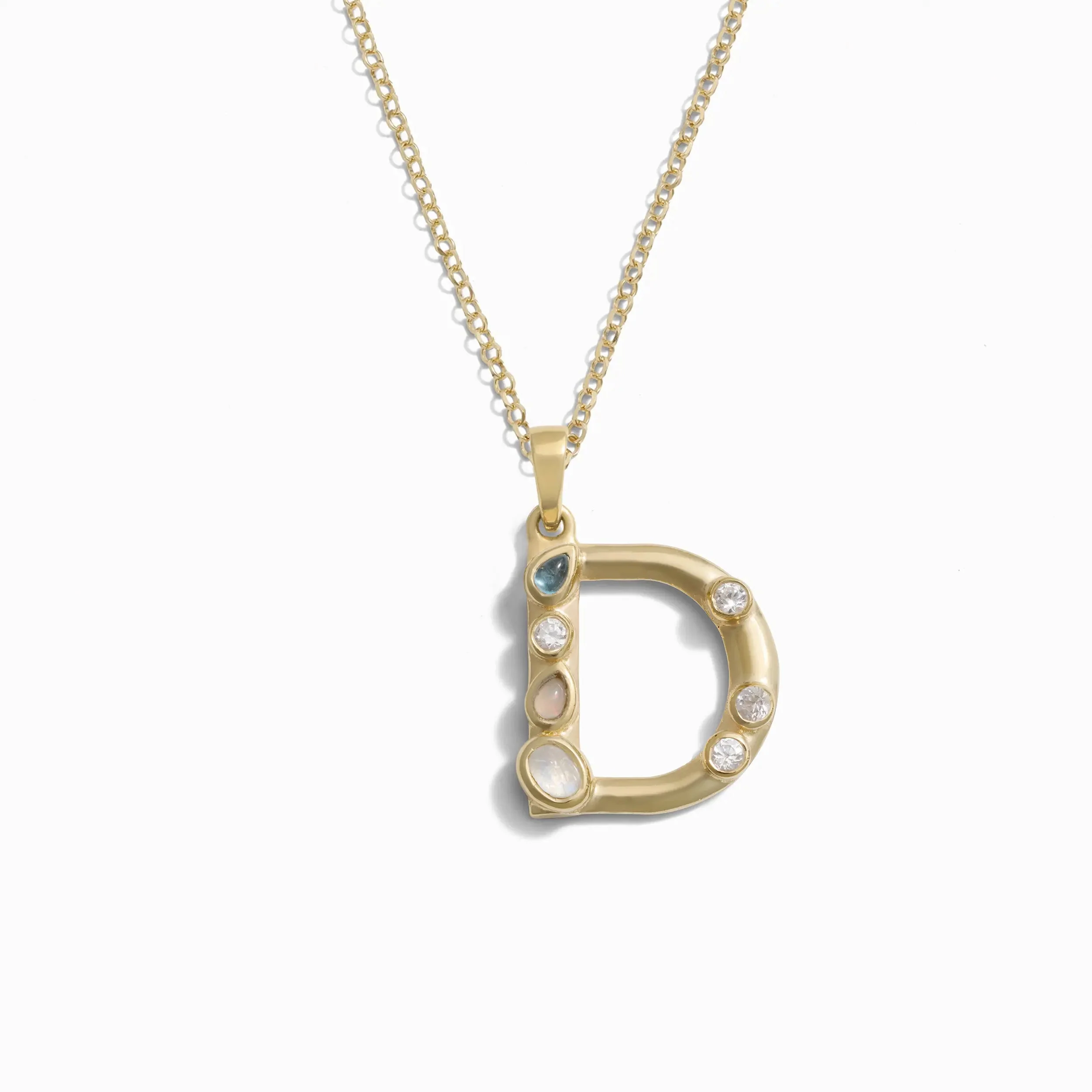 Gold Gemstone Initial Necklace - Image 5