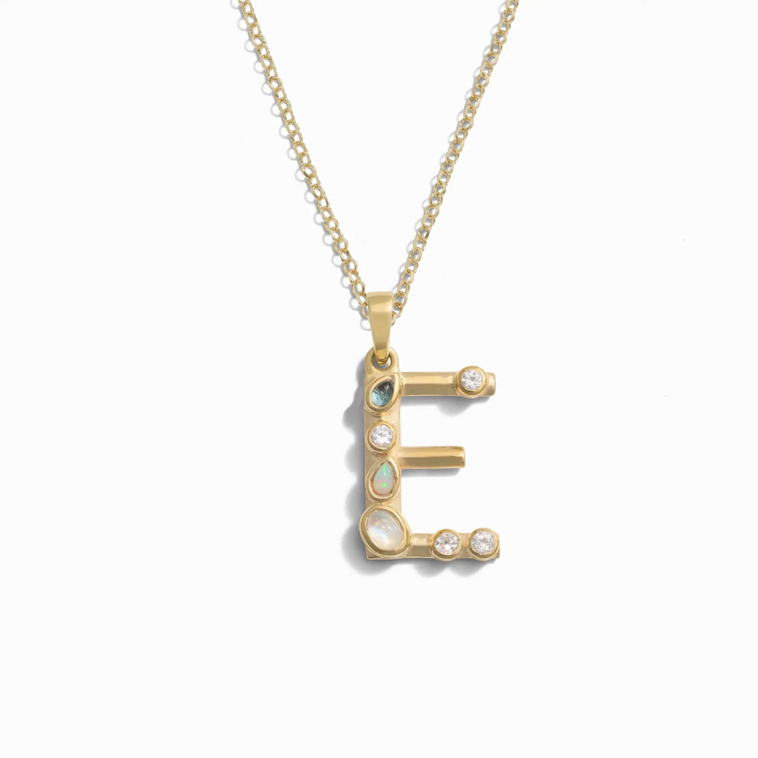 Gold Gemstone Initial Necklace - Image 6