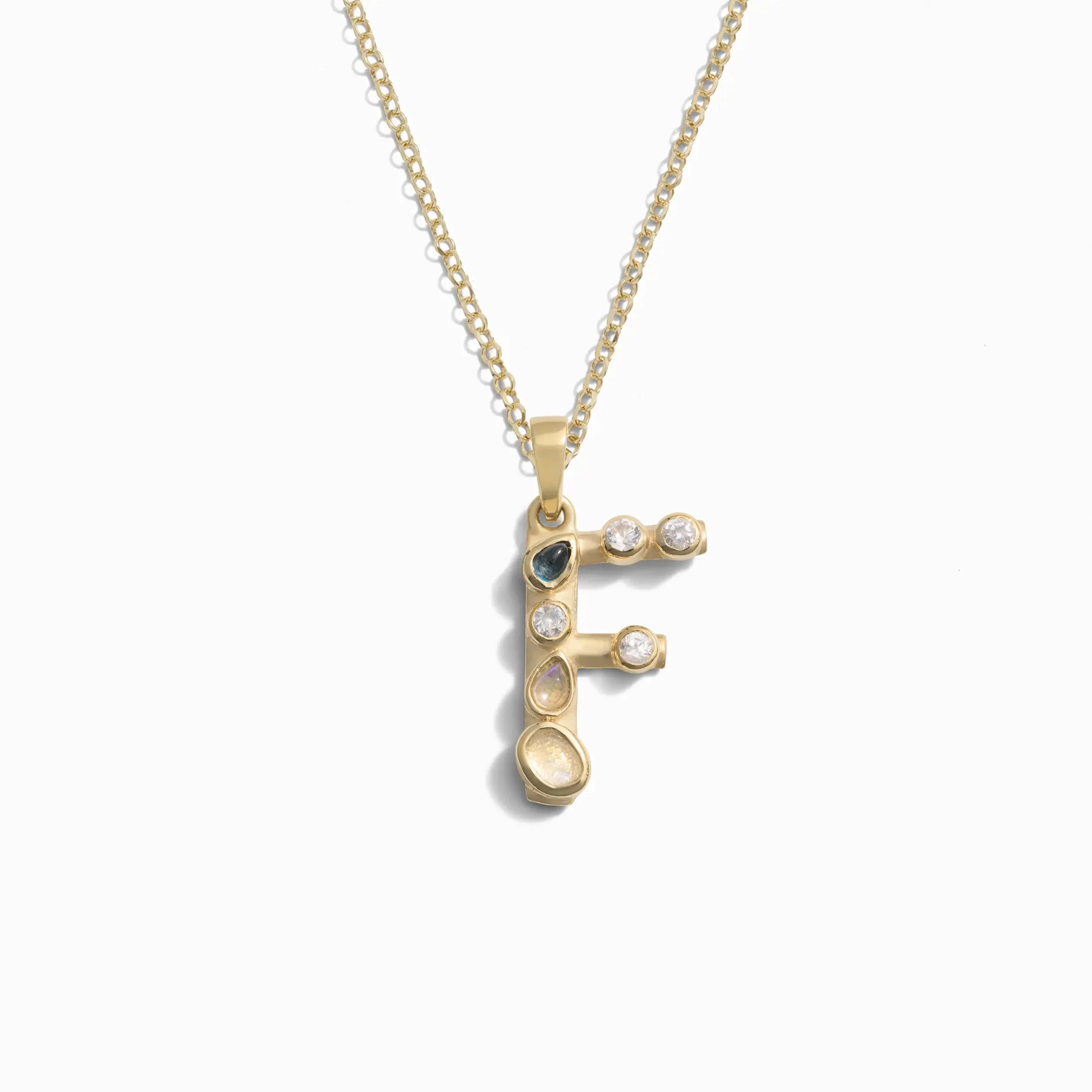 Gold Gemstone Initial Necklace - Image 7