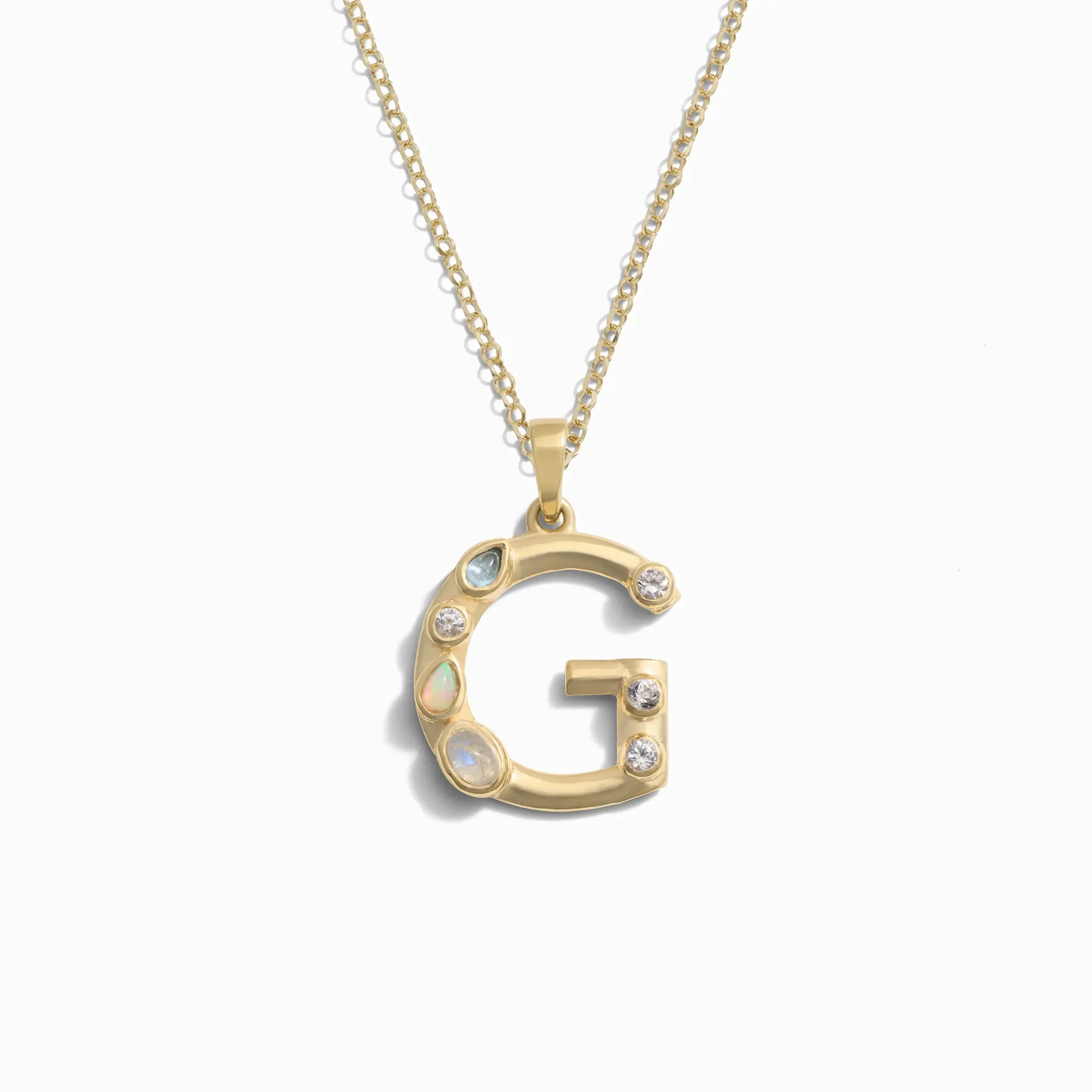 Gold Gemstone Initial Necklace - Image 8