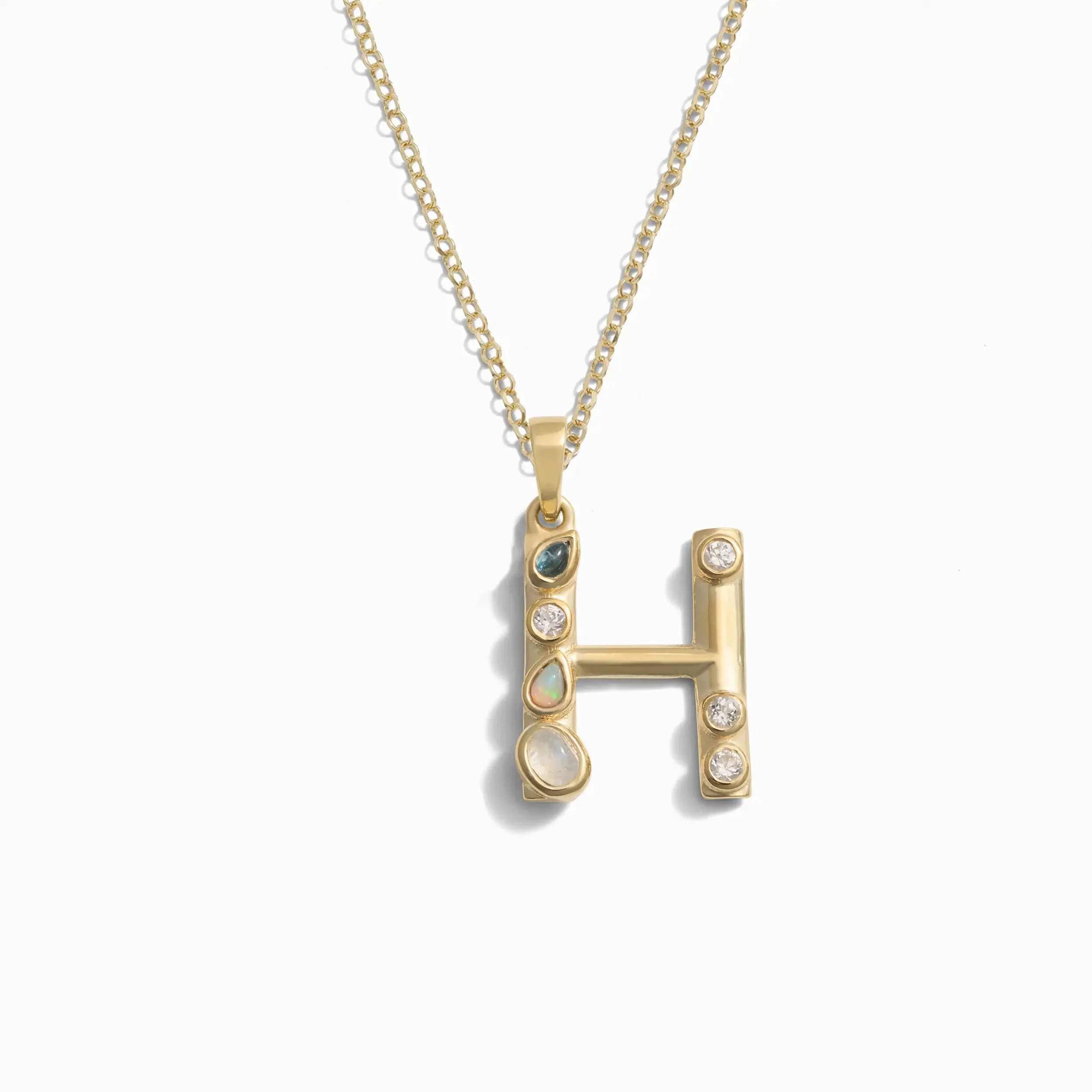 Gold Gemstone Initial Necklace - Image 9