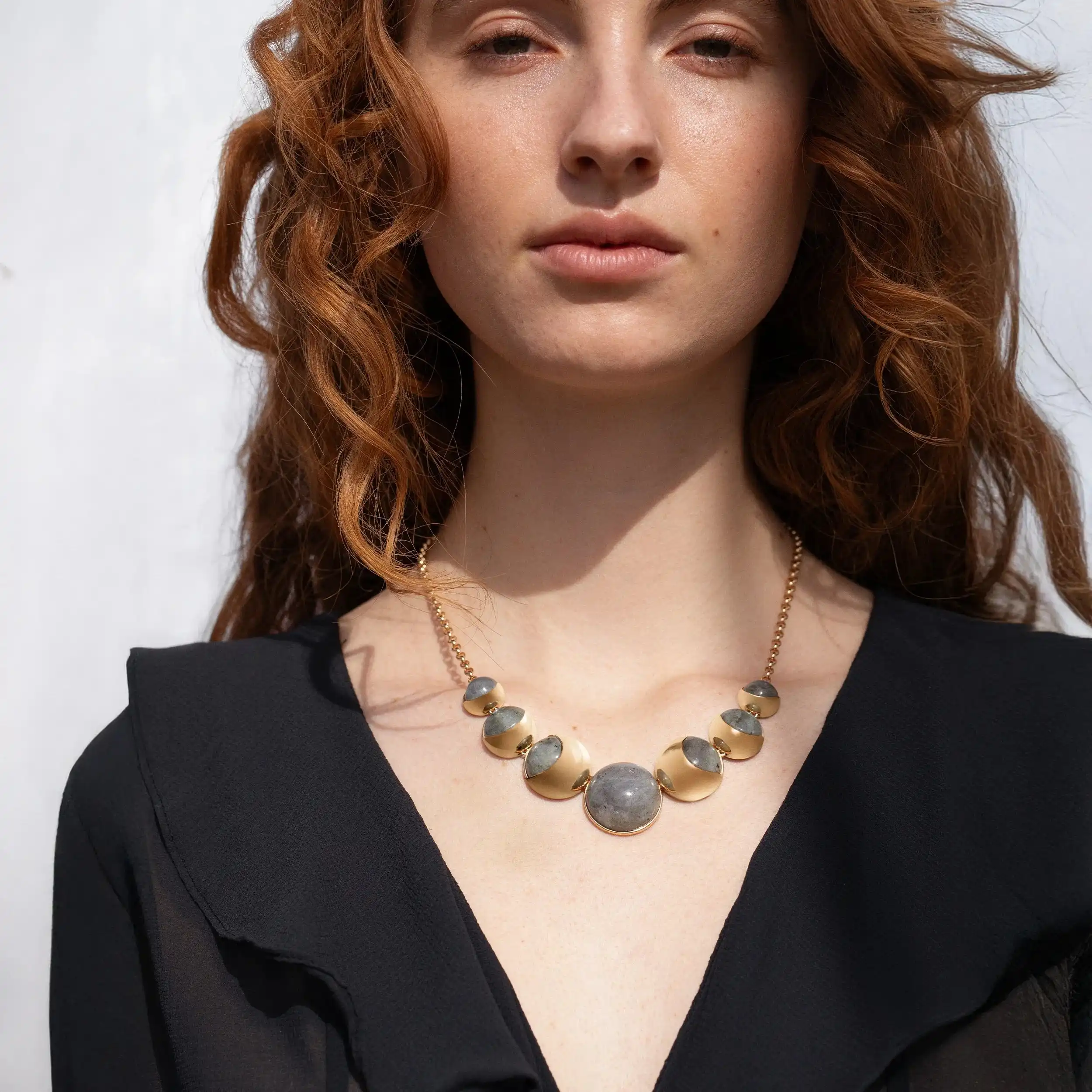 Labradorite Moon Phase Statement Necklace - Image 2