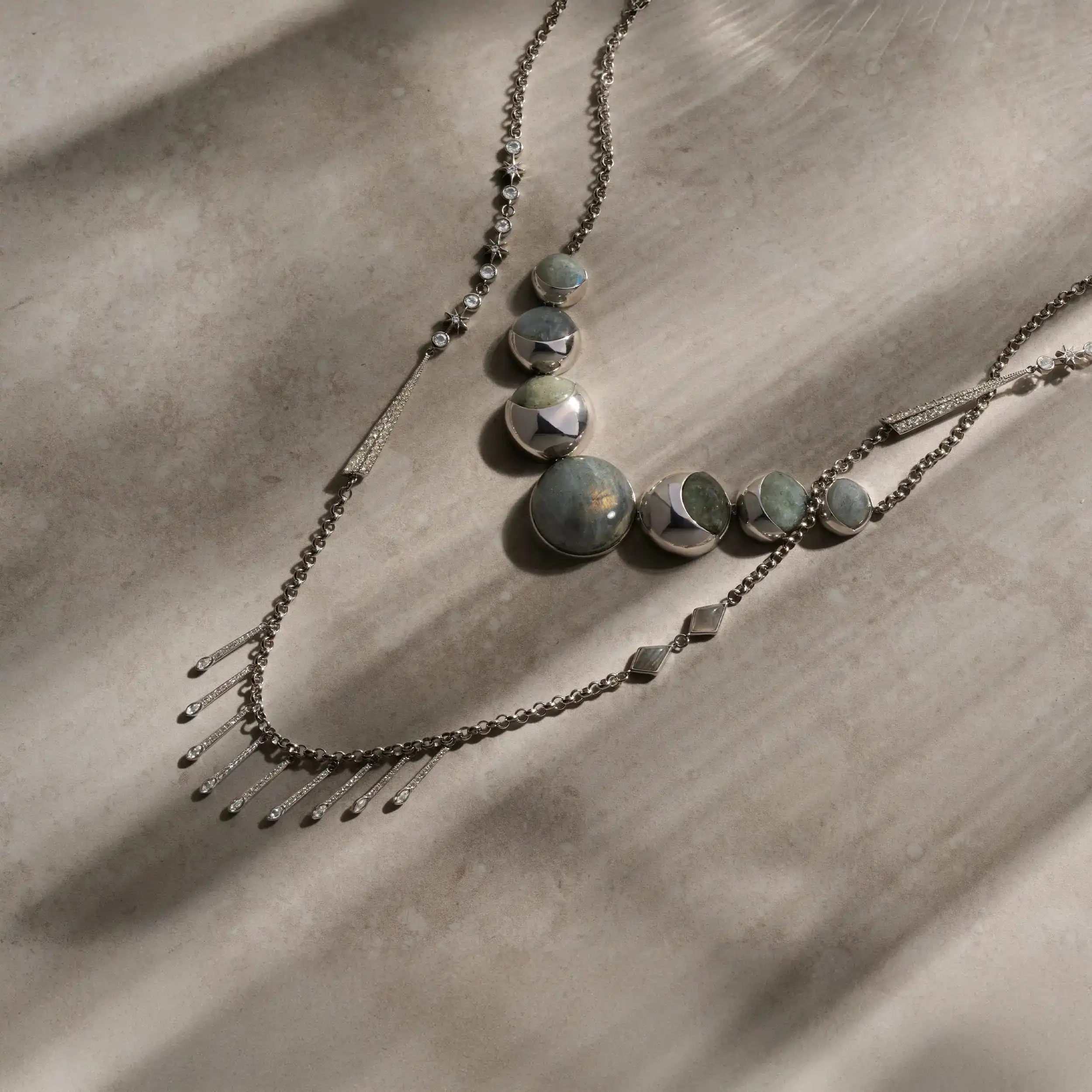 Labradorite Moon Phase Statement Necklace - Image 4