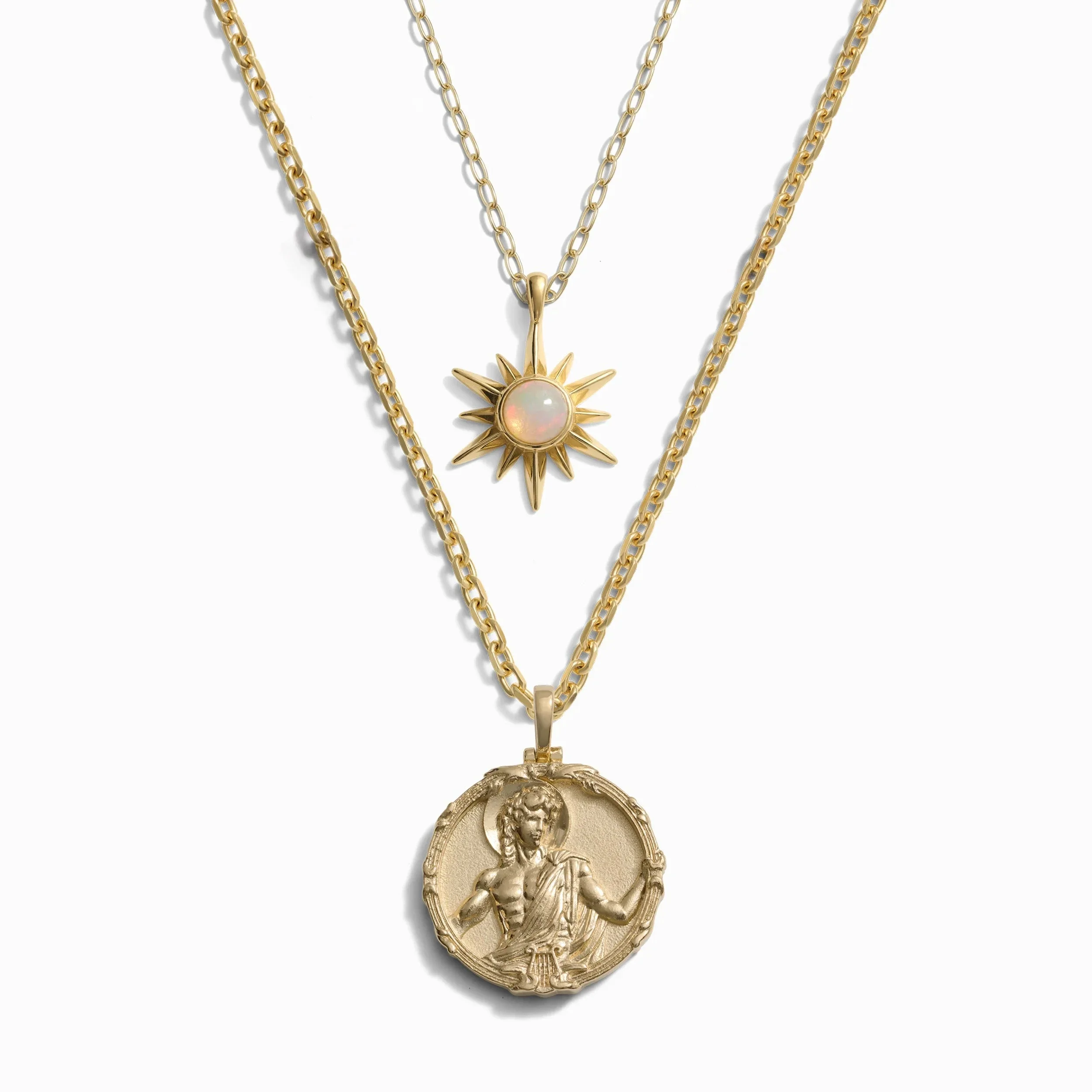 Men's Apollo and Opal Sun Necklace Set