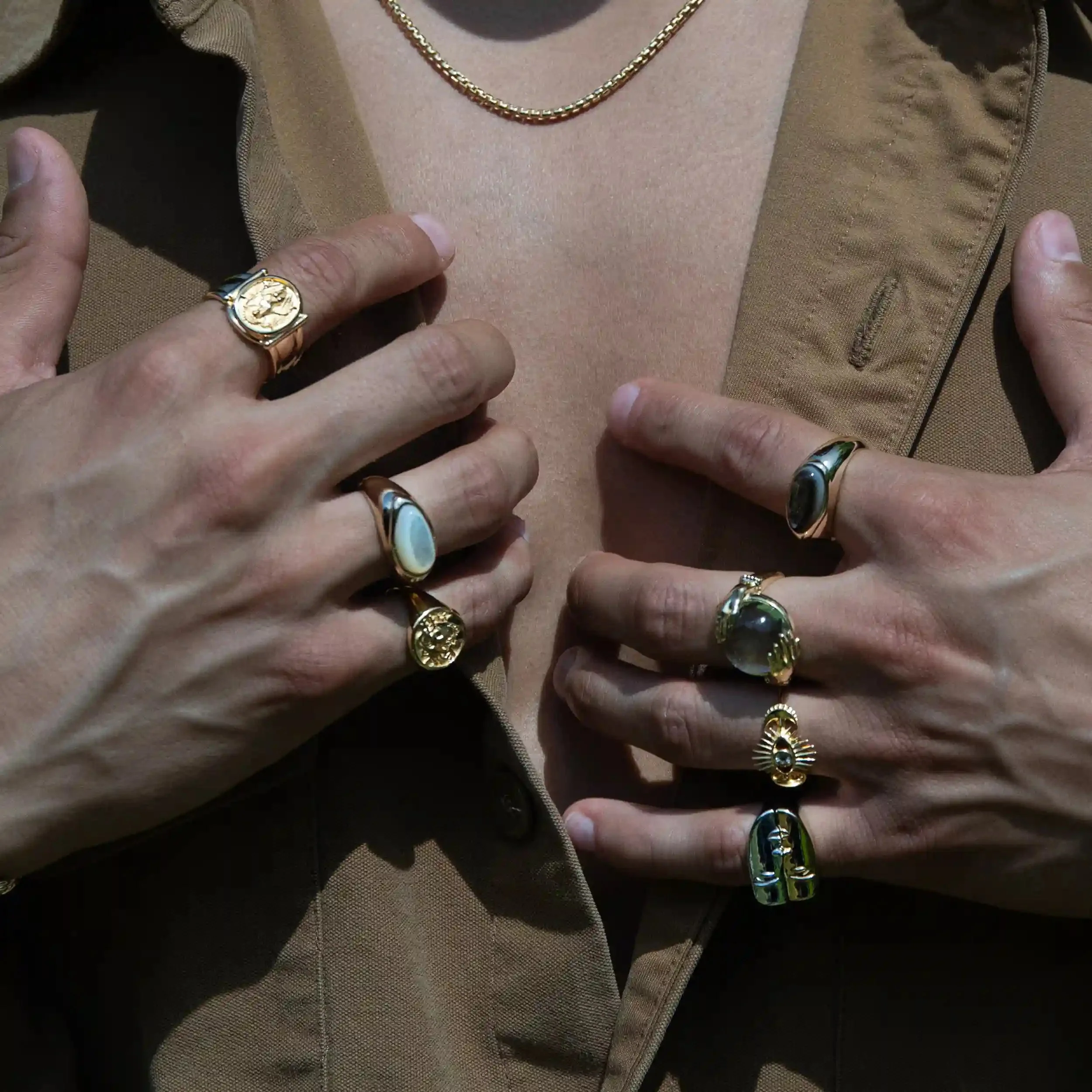 Men's Green Amethyst Fortune Teller Ring - Image 3