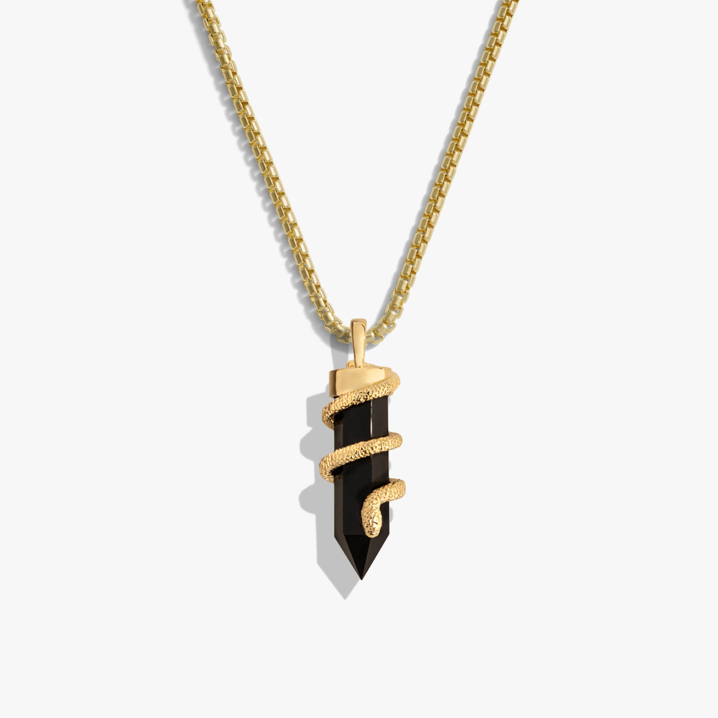 Men's Black Onyx Crystal Snake Necklace