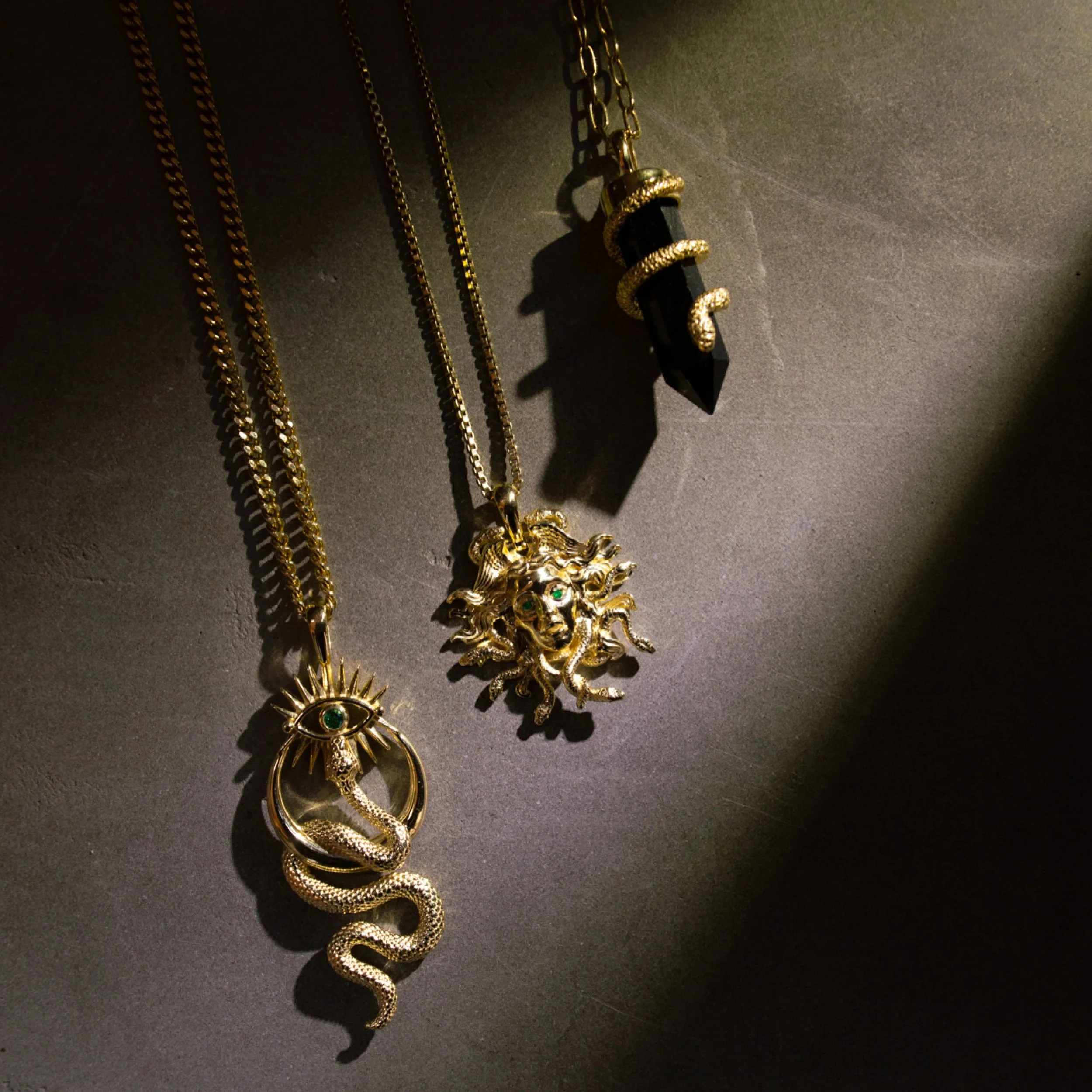 Men's Black Onyx Crystal Snake Necklace - Image 4